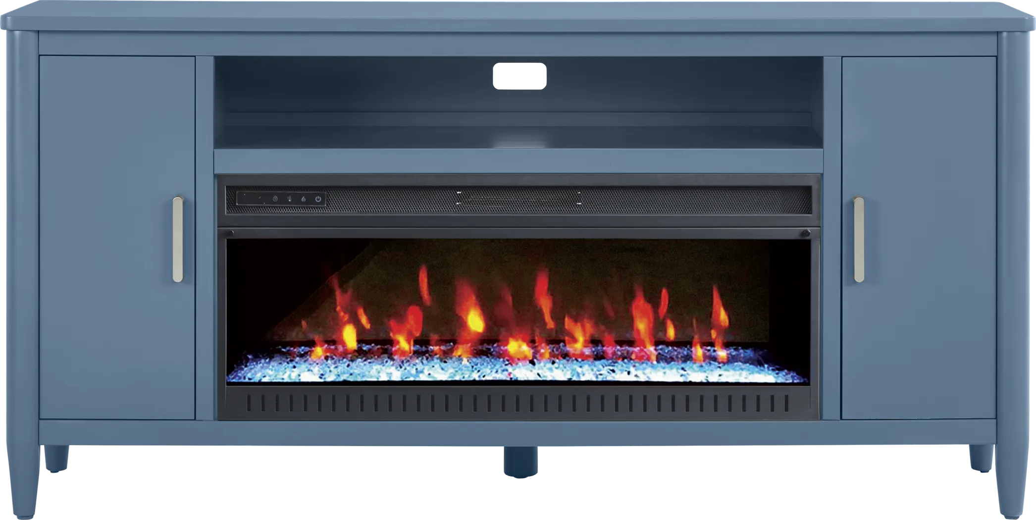 Modern Villa Slate Blue 72 in. Console with Electric Fireplace - Thumbnail - Image 1