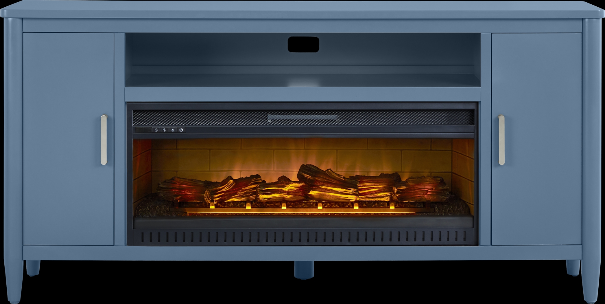 Modern Villa Slate Blue 72 in. Console with Electric Log Fireplace - Thumbnail - Image 1