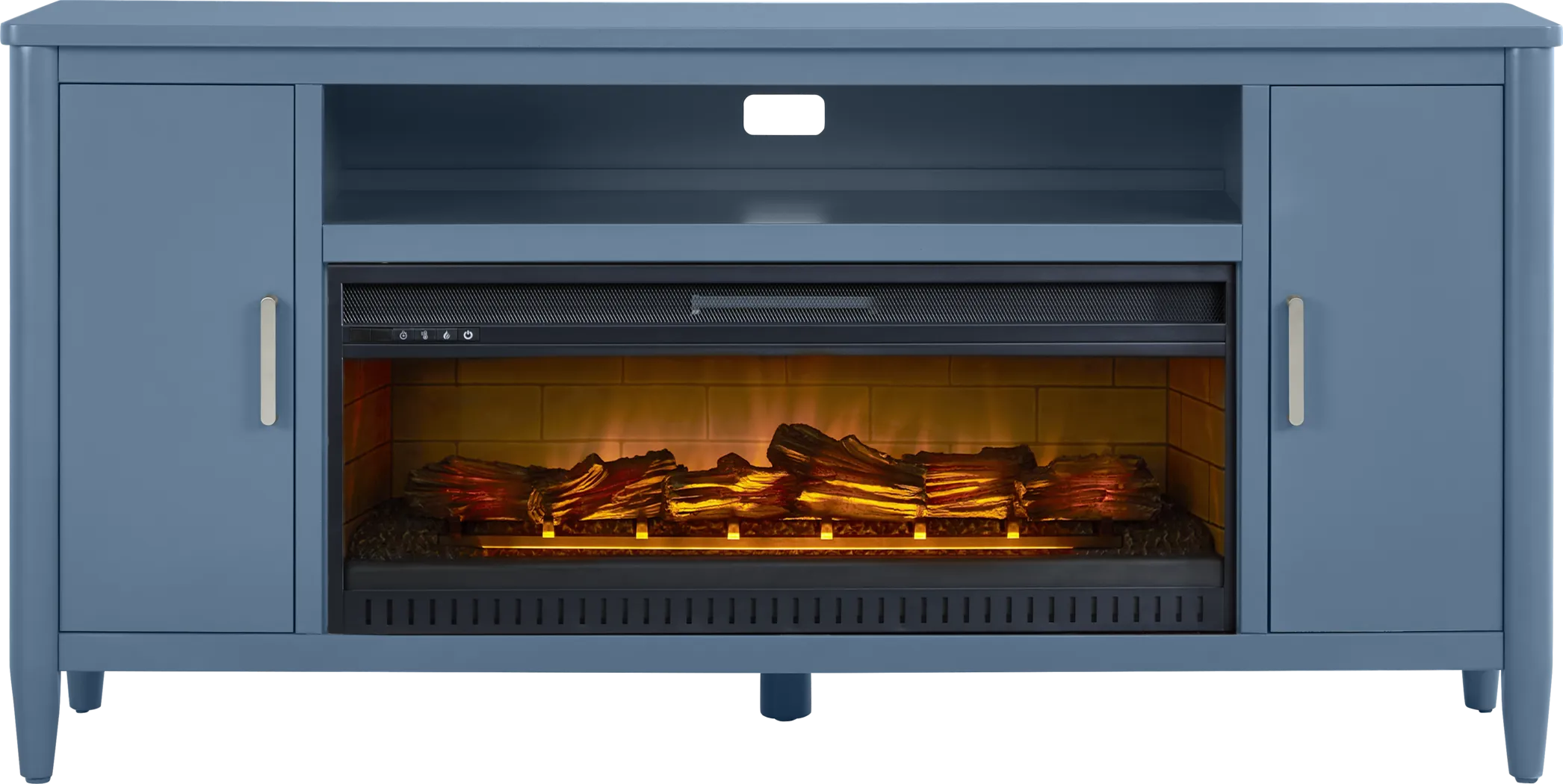 Modern Villa Slate Blue 72 in. Console with Electric Log Fireplace - Thumbnail - Image 1
