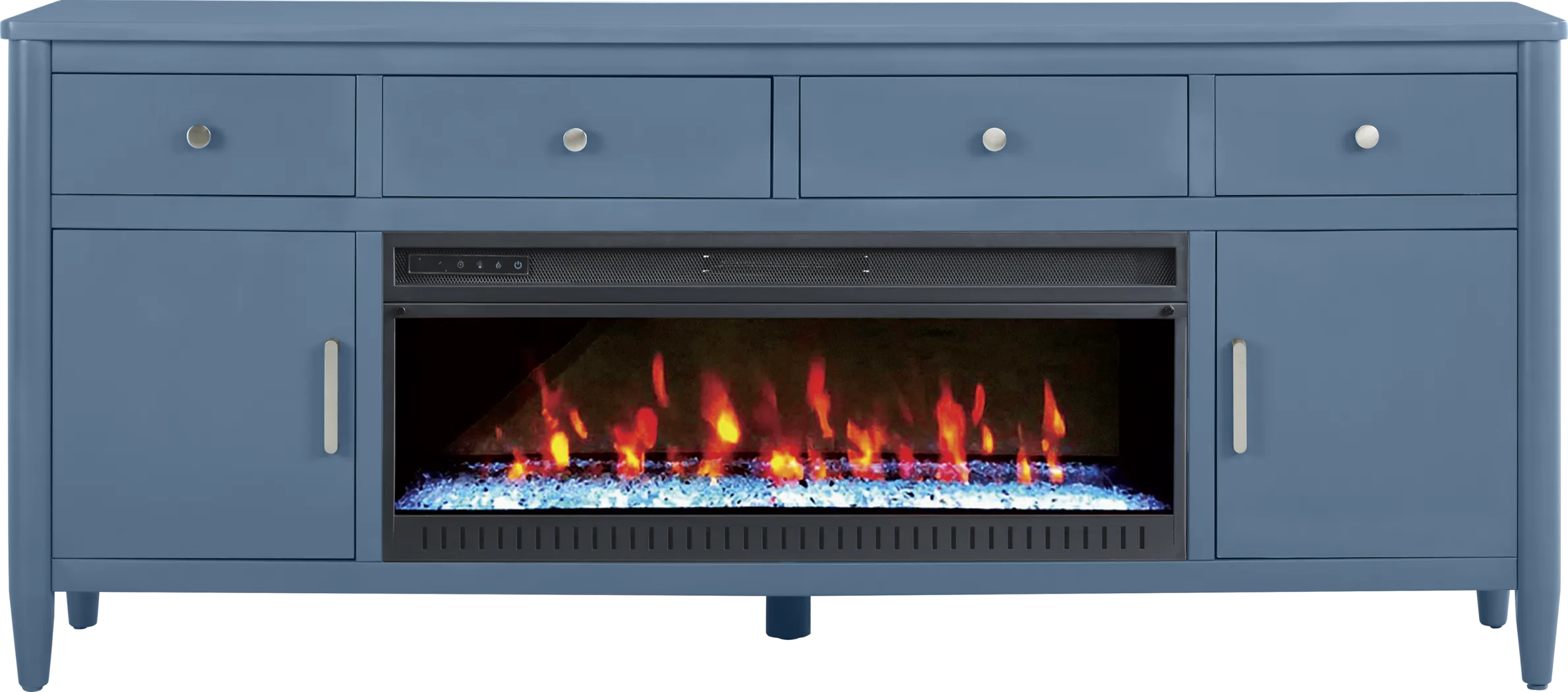 Modern Villa Slate Blue 82 in. Console with Electric Fireplace - Thumbnail - Image 1