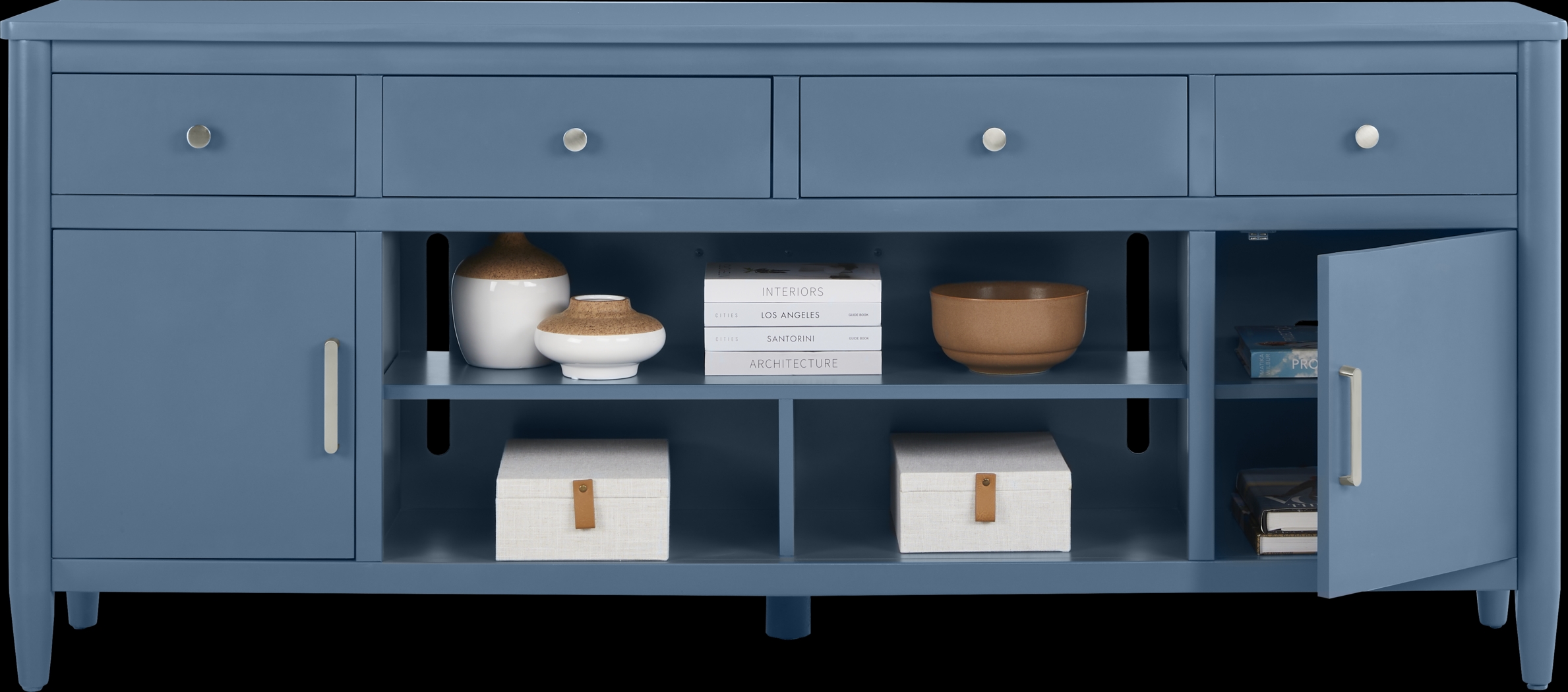 Modern Villa Slate Blue 82 in. Console - Thumbnail - Image 3