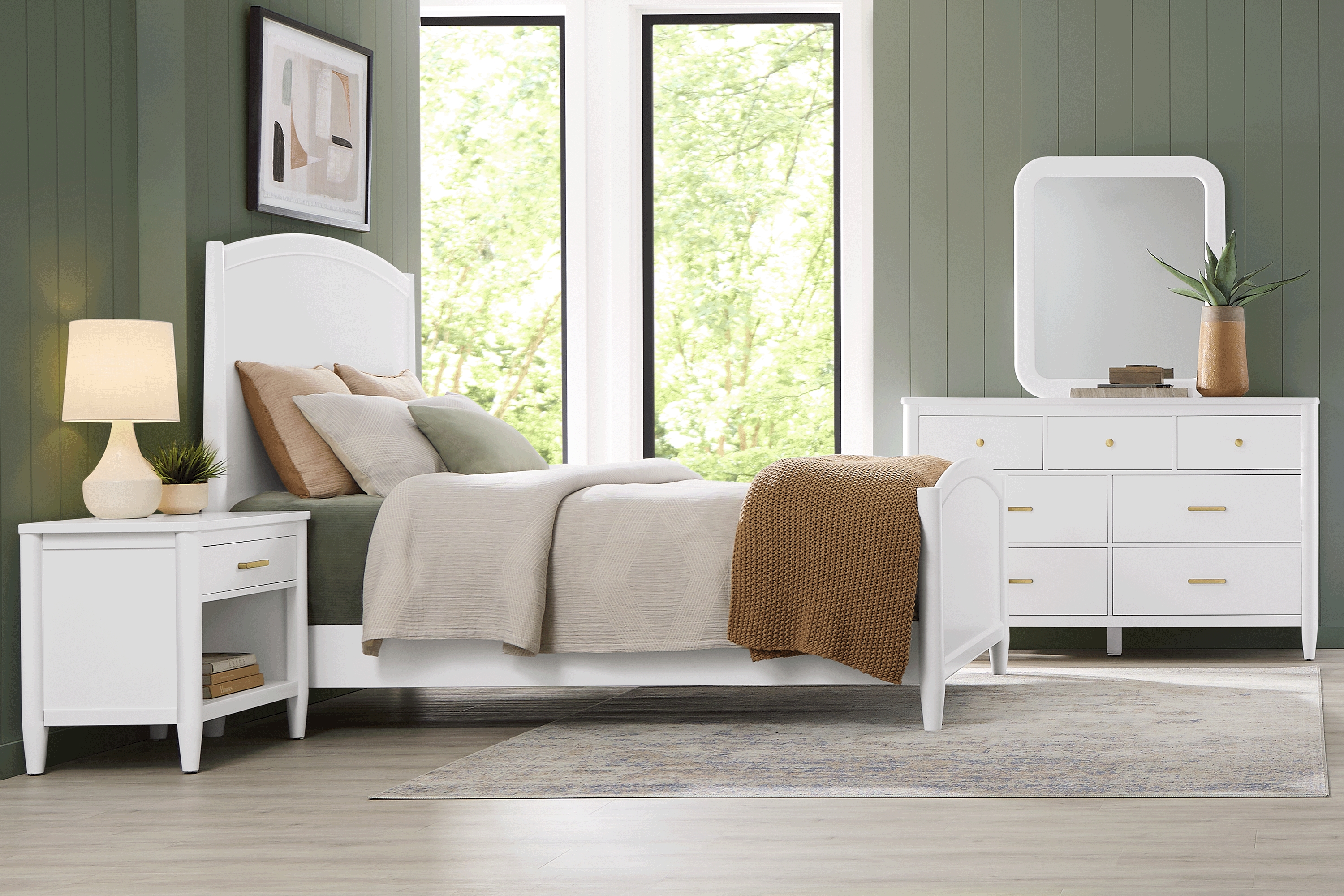 Modern Villa White 5 Pc King Panel Bedroom - Thumbnail - Image 1