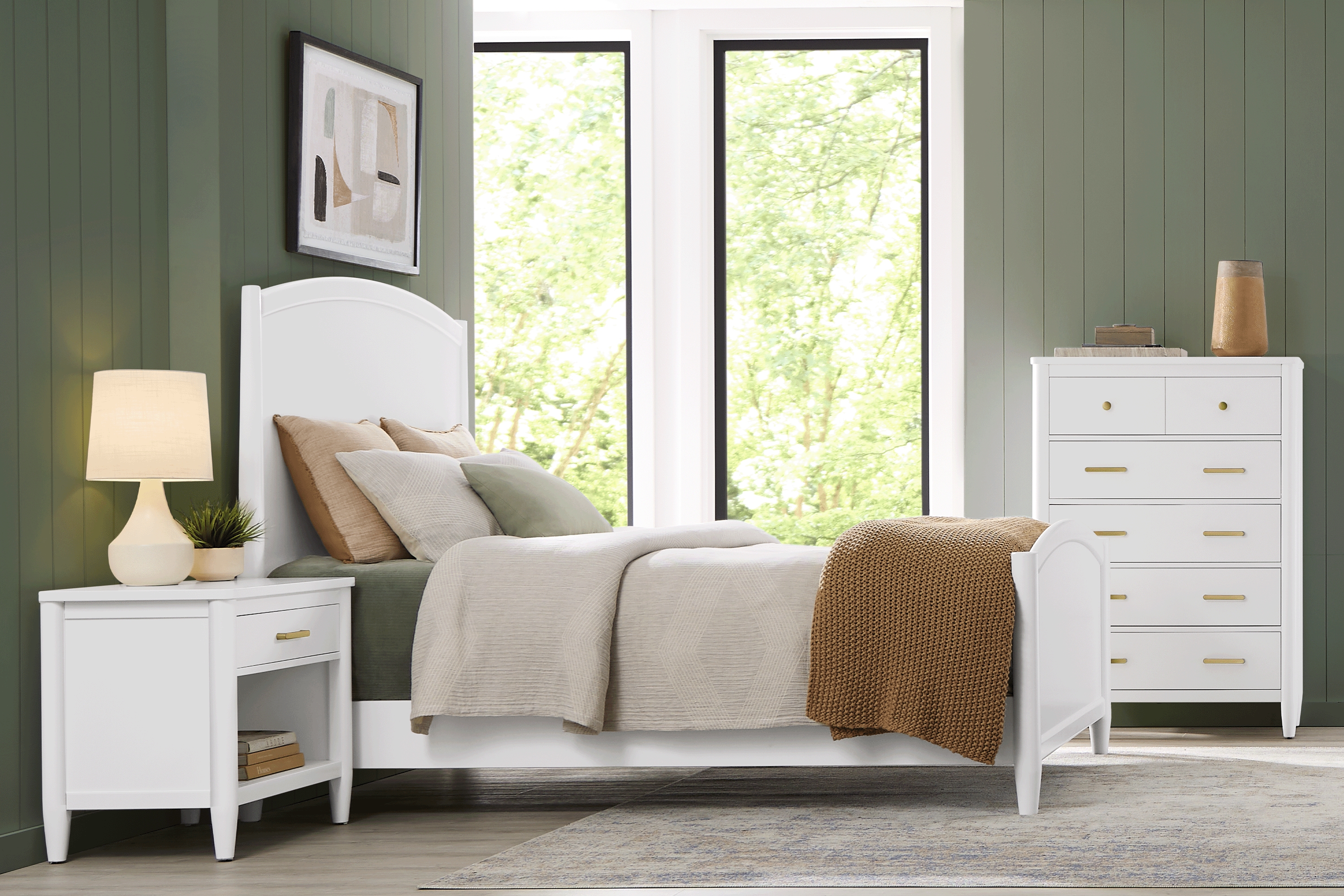 Modern Villa White 3 Pc Queen Panel Bed - Thumbnail - Image 2