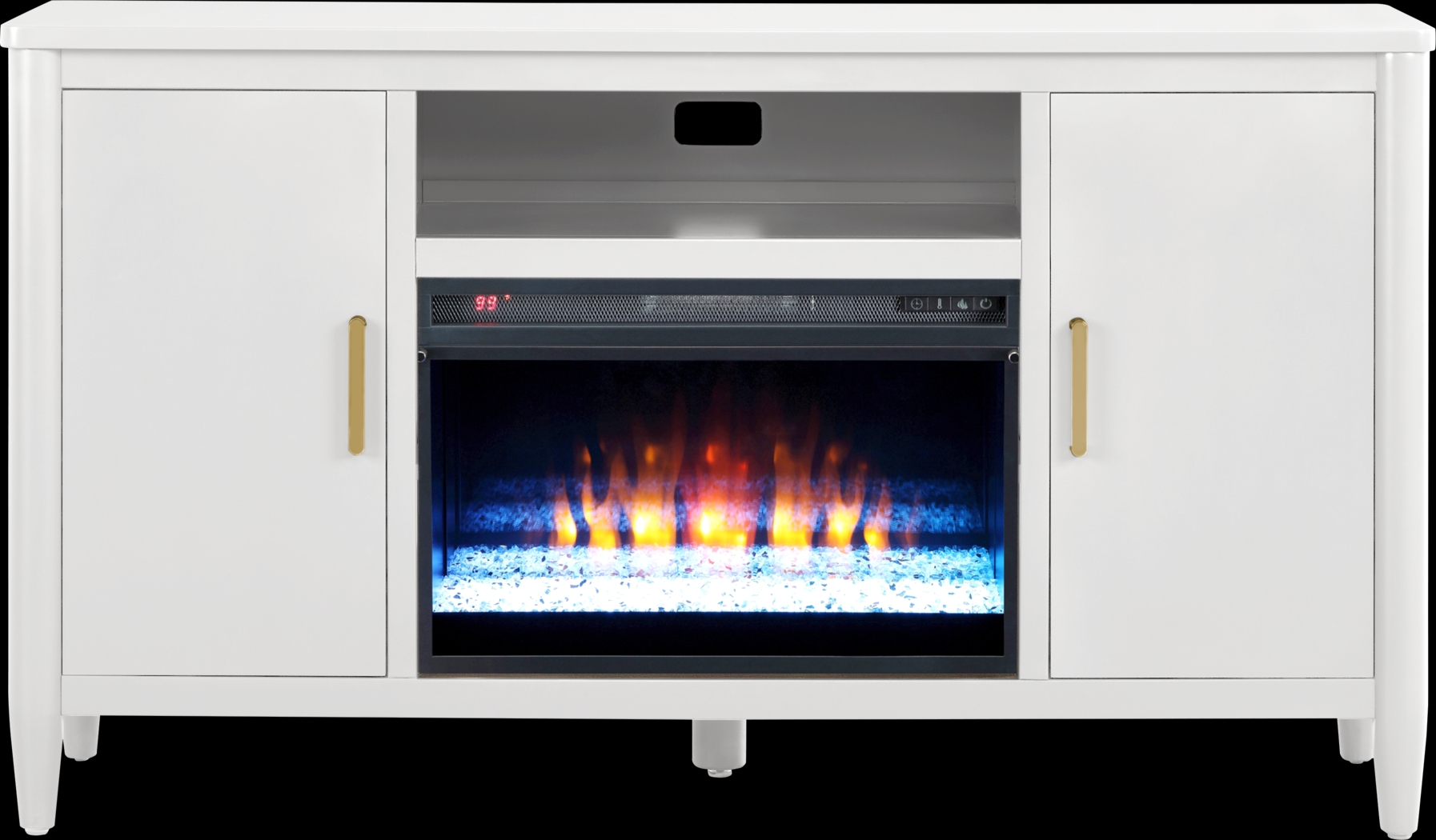 Modern Villa White 62 in. Console with Electric Fireplace - Thumbnail - Image 1