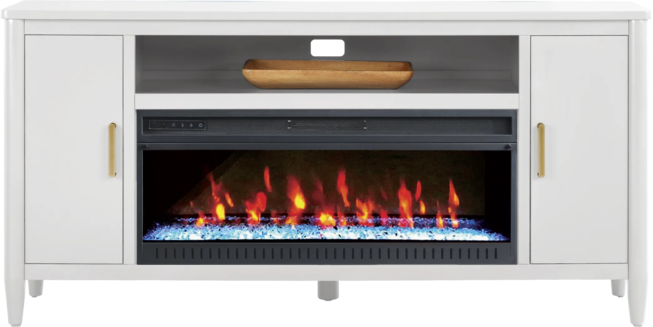 Modern Villa White 72 in. Console with Electric Fireplace - Thumbnail - Image 1