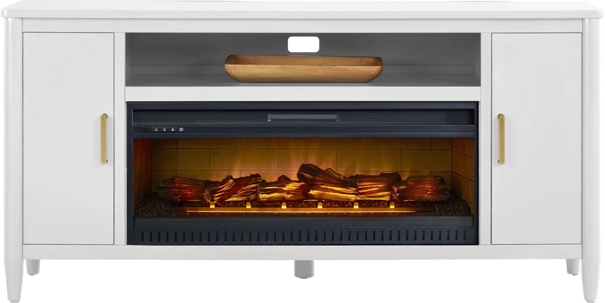 Modern Villa White 72 in. Console with Electric Log Fireplace - Thumbnail - Image 1