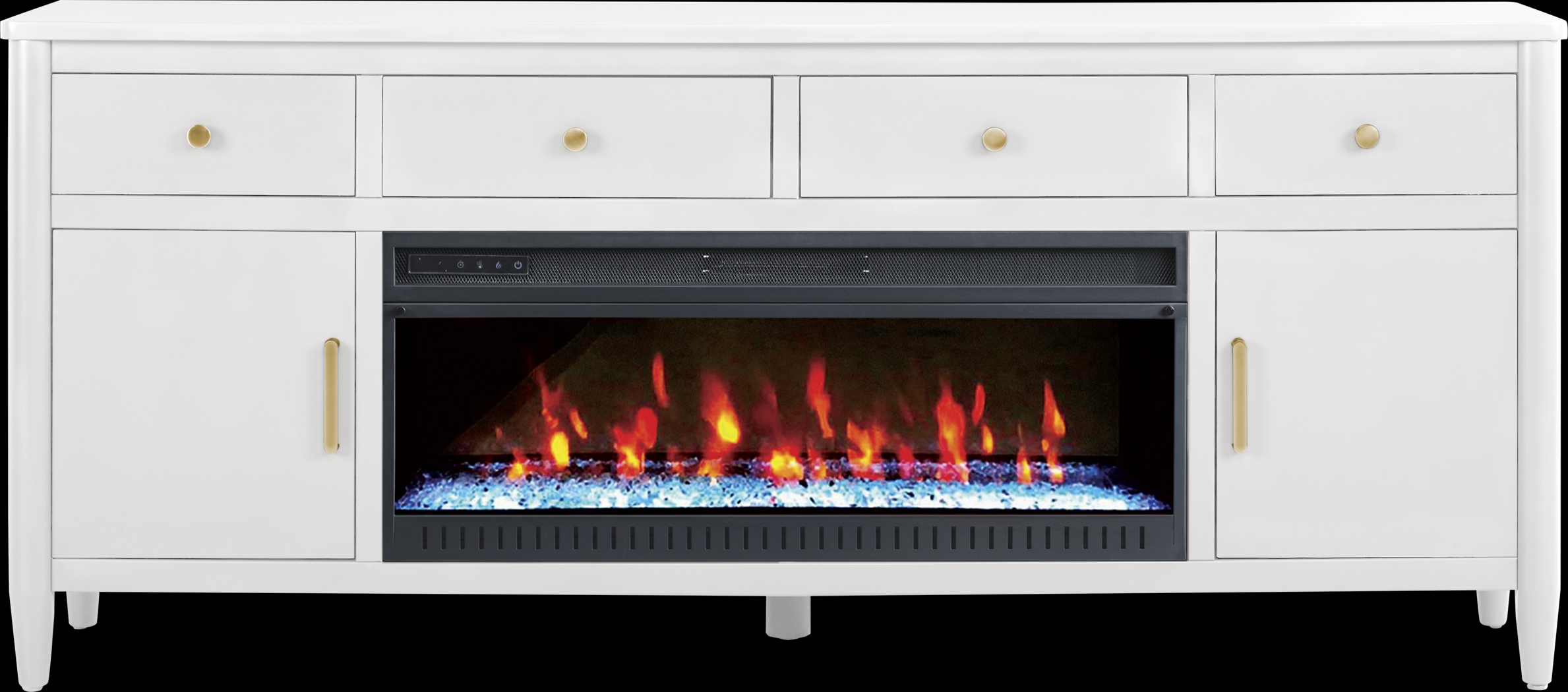Modern Villa White 82 in. Console with Electric Fireplace - Thumbnail - Image 1