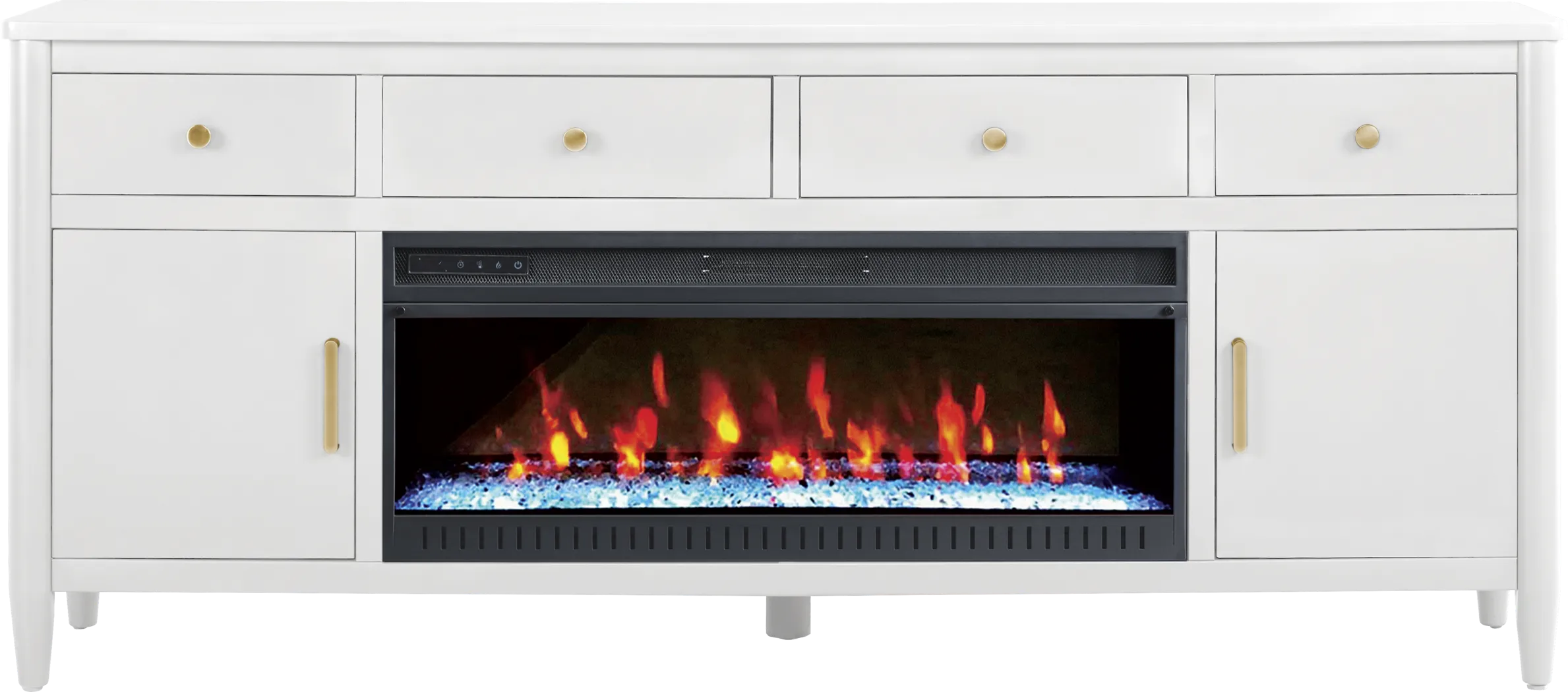 Modern Villa White 82 in. Console with Electric Fireplace - Thumbnail - Image 1