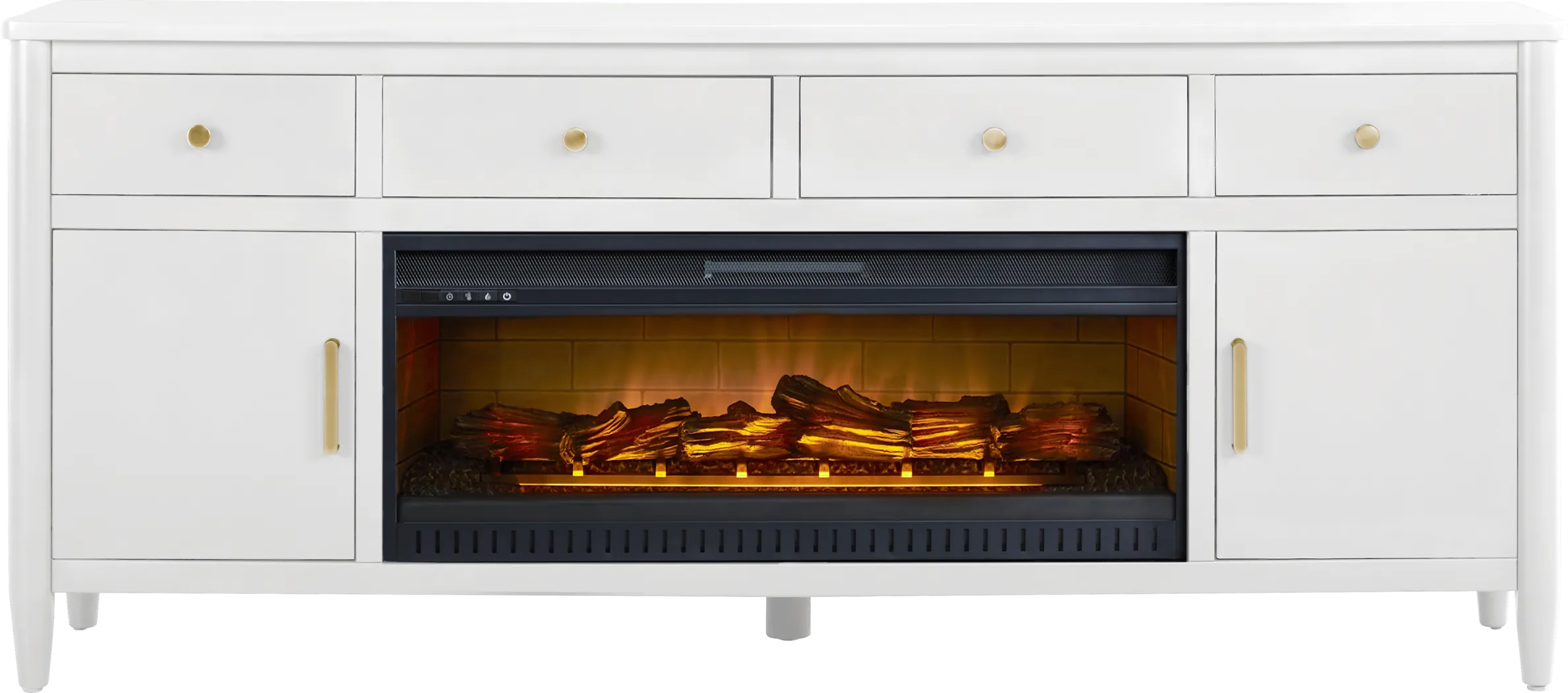 Modern Villa White 82 in. Console with Electric Log Fireplace - Thumbnail - Image 1
