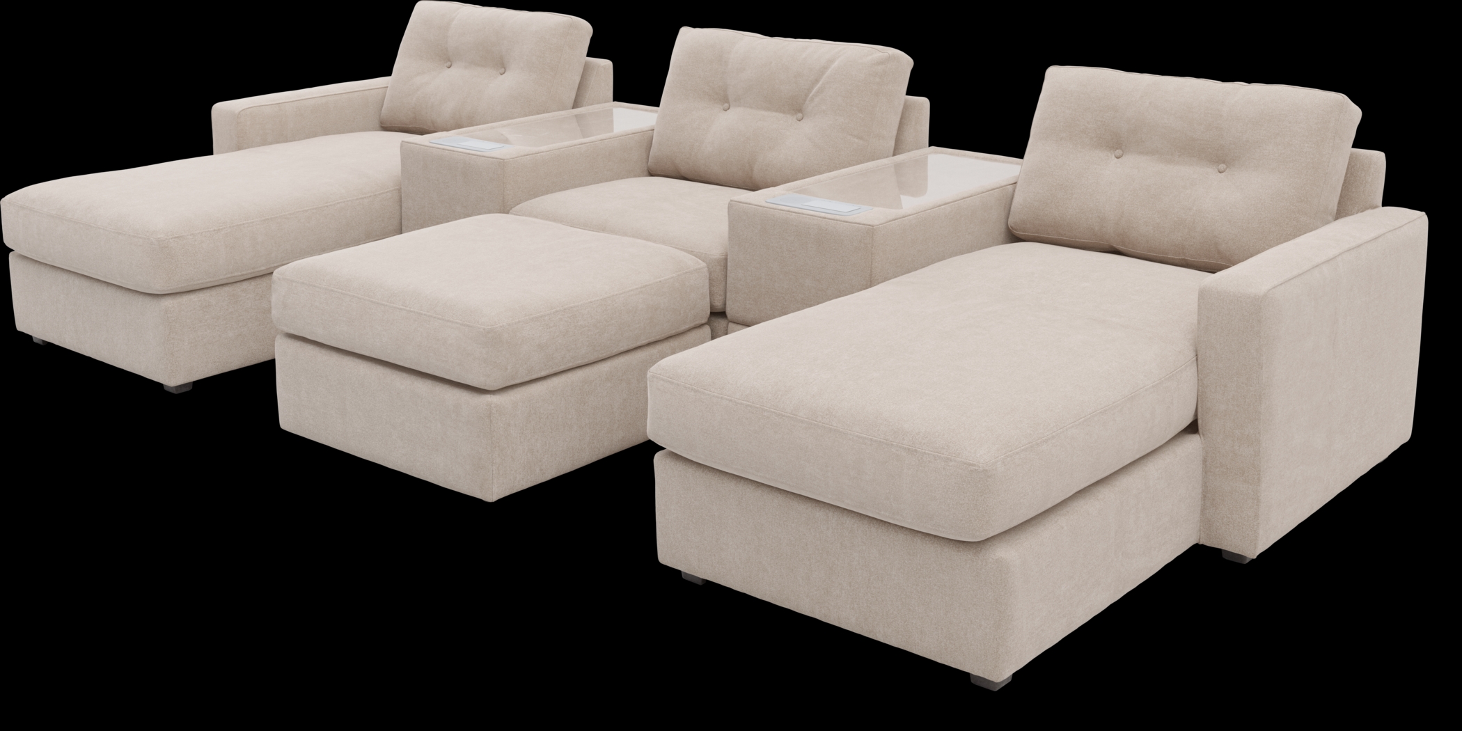 Beige 6 Pc ModularOne with Media Consoles - Thumbnail - Image 1