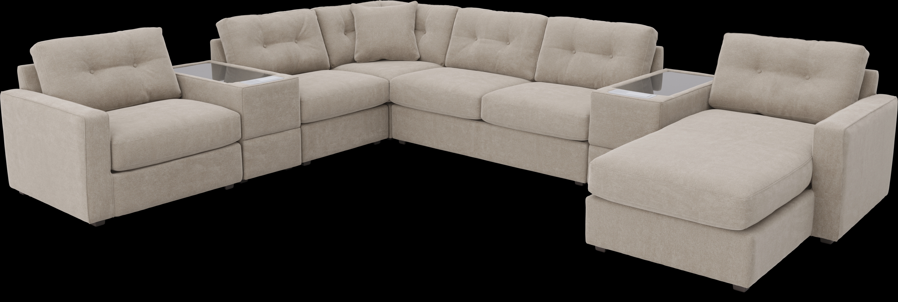 Beige 7 Pc ModularOne Gel Foam Sleeper with Media Consoles - Thumbnail - Image 1