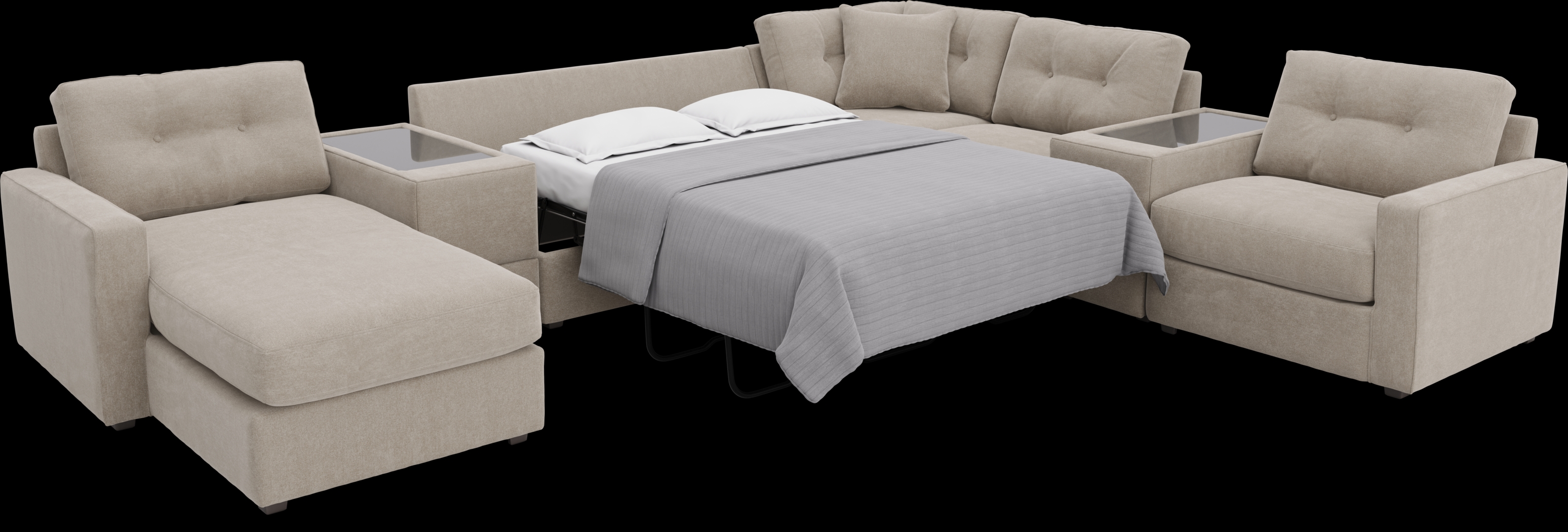 Beige 7 Pc ModularOne Gel Foam Sleeper - Thumbnail - Image 2