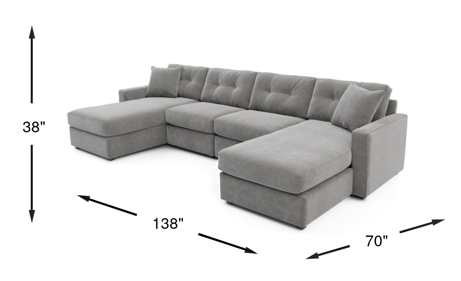 その他 one room Drew & Jonathan Modularone Gray Chenille Fabric 4pc With