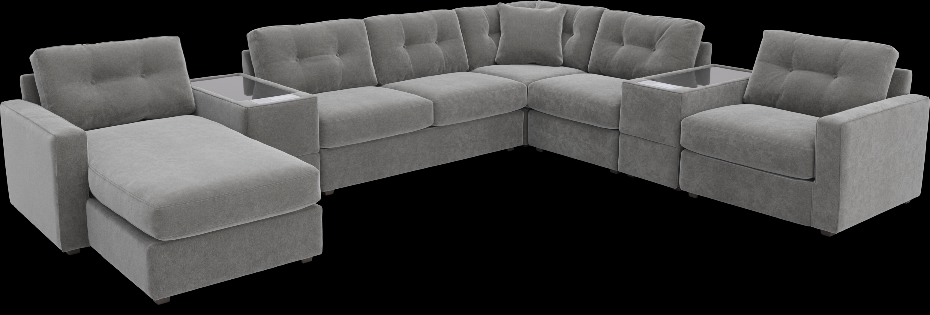 Gray 7 Pc ModularOne Gel Foam Sleeper with Media Consoles - Thumbnail - Image 1