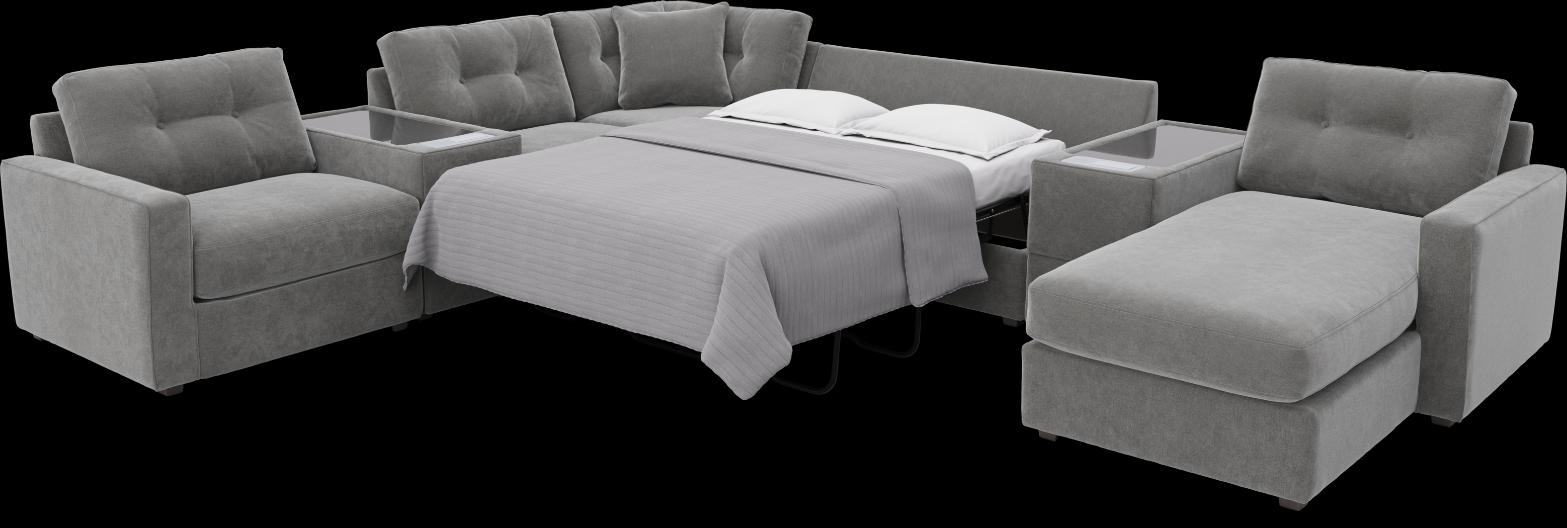 Gray 7 Pc ModularOne Gel Foam Sleeper with Media Consoles - Thumbnail - Image 2