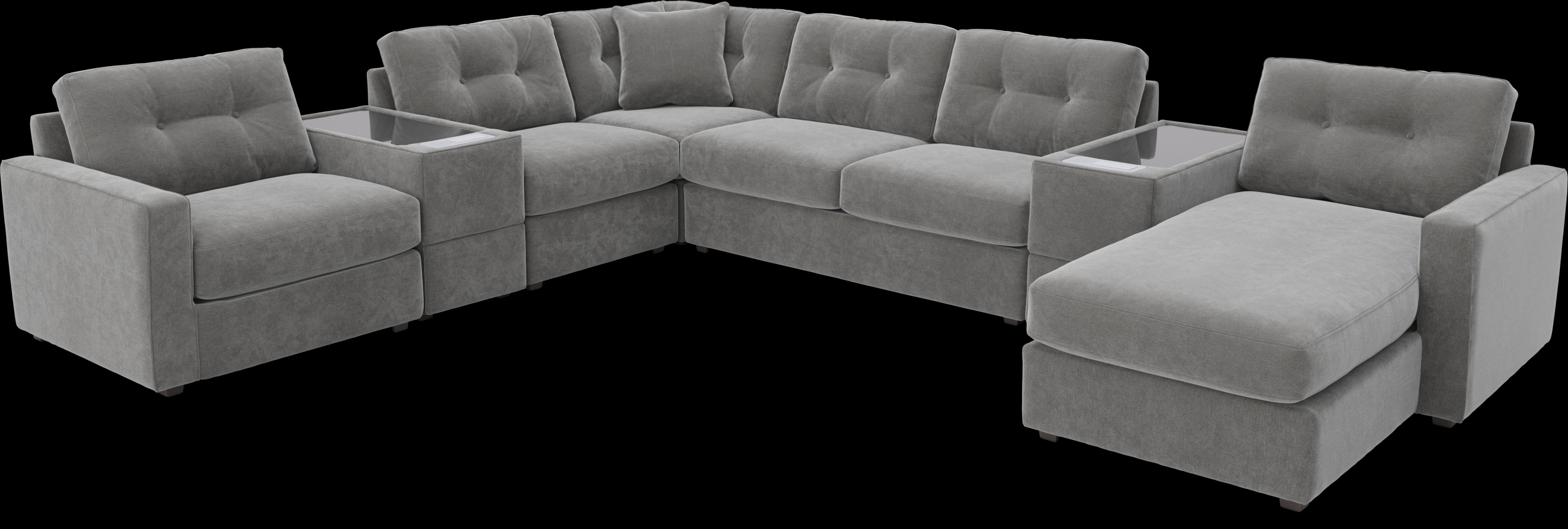 Gray 7 Pc ModularOne Gel Foam Sleeper with Media Consoles - Thumbnail - Image 1