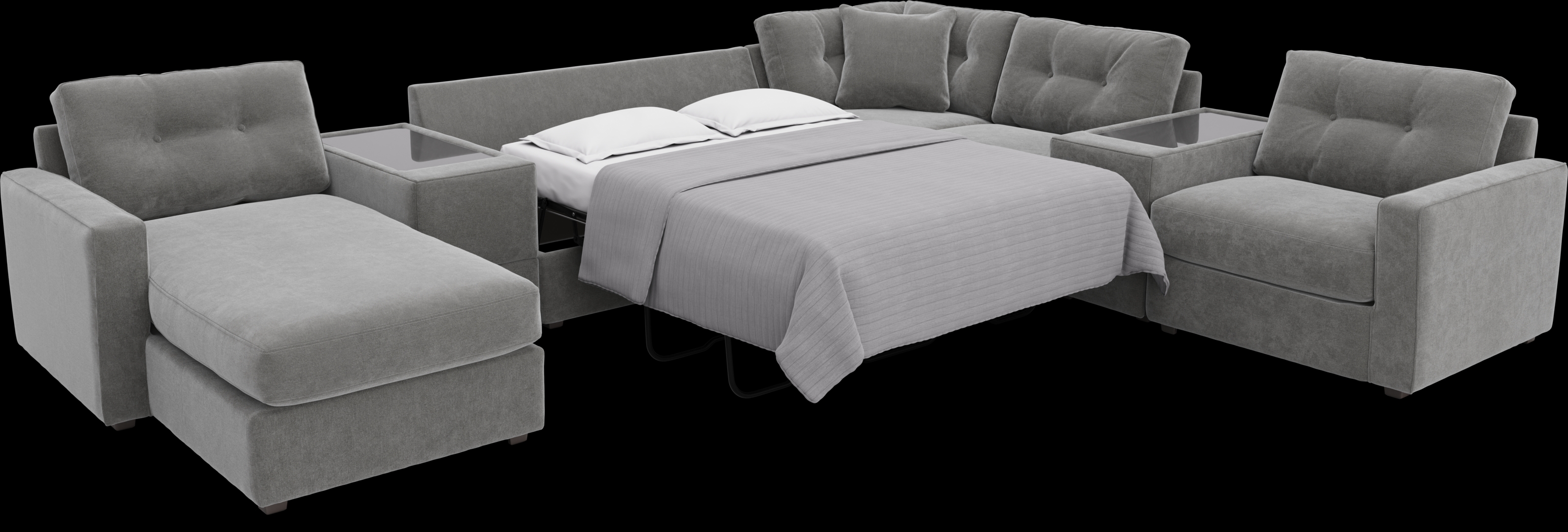 Gray 7 Pc ModularOne Gel Foam Sleeper - Thumbnail - Image 2