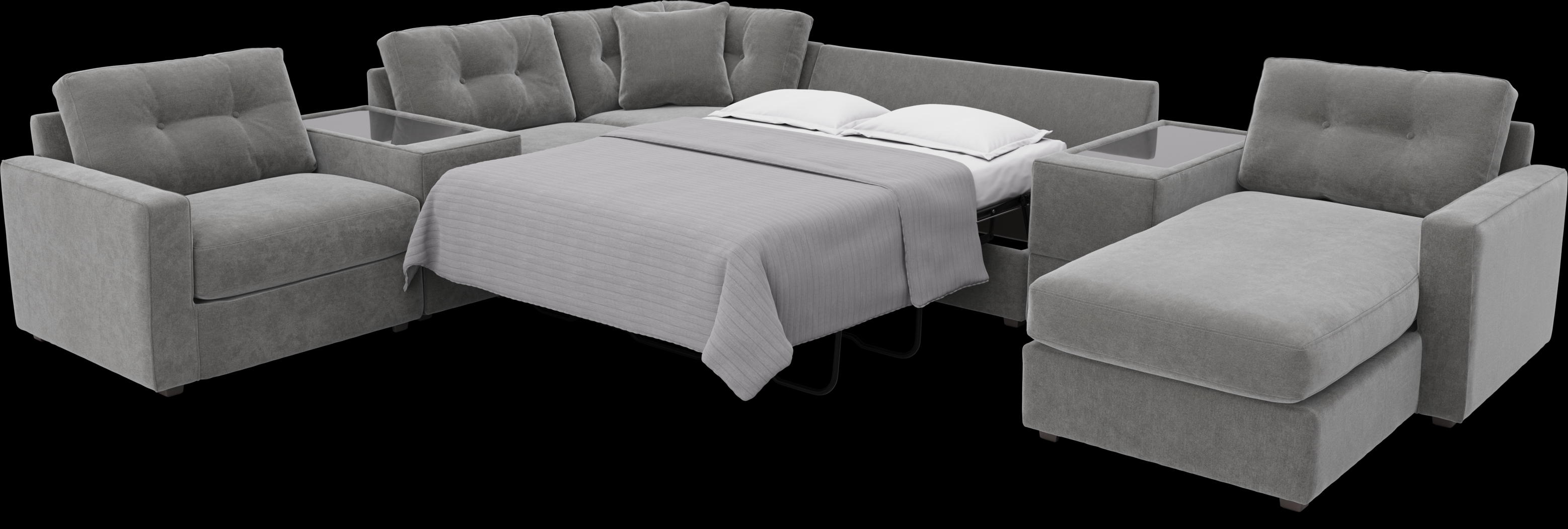 Gray 7 Pc ModularOne Gel Foam Sleeper - Thumbnail - Image 2