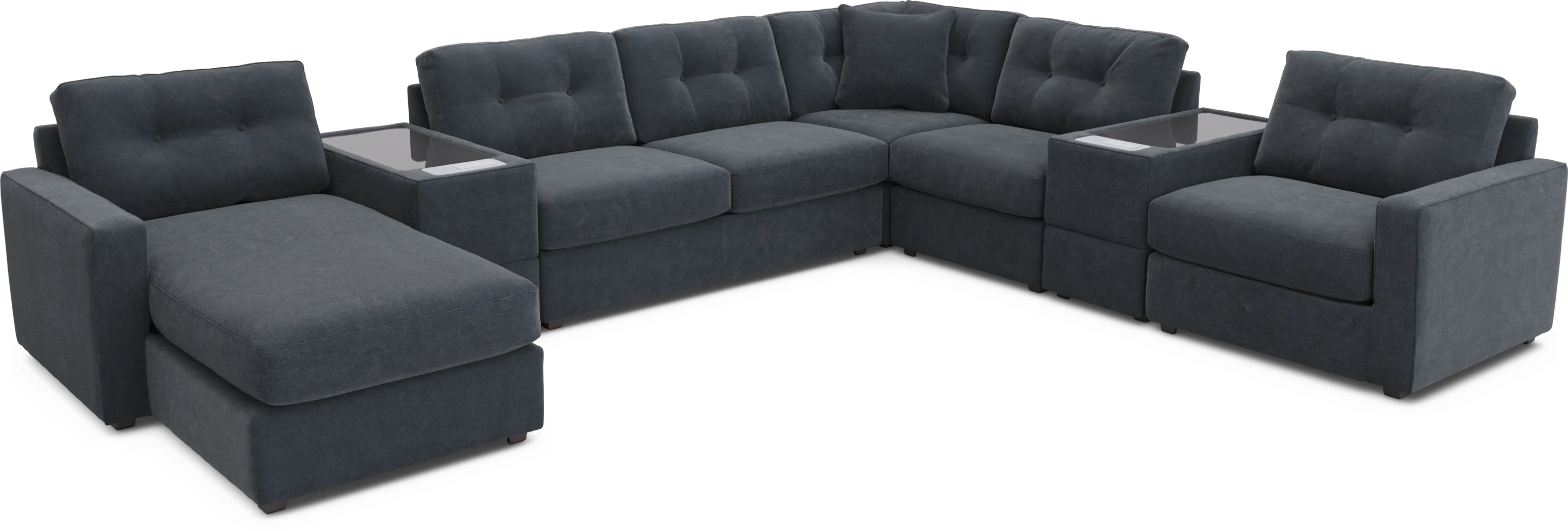 Indigo 7 Pc ModularOne Gel Foam Sleeper with Media Consoles - Thumbnail - Image 1