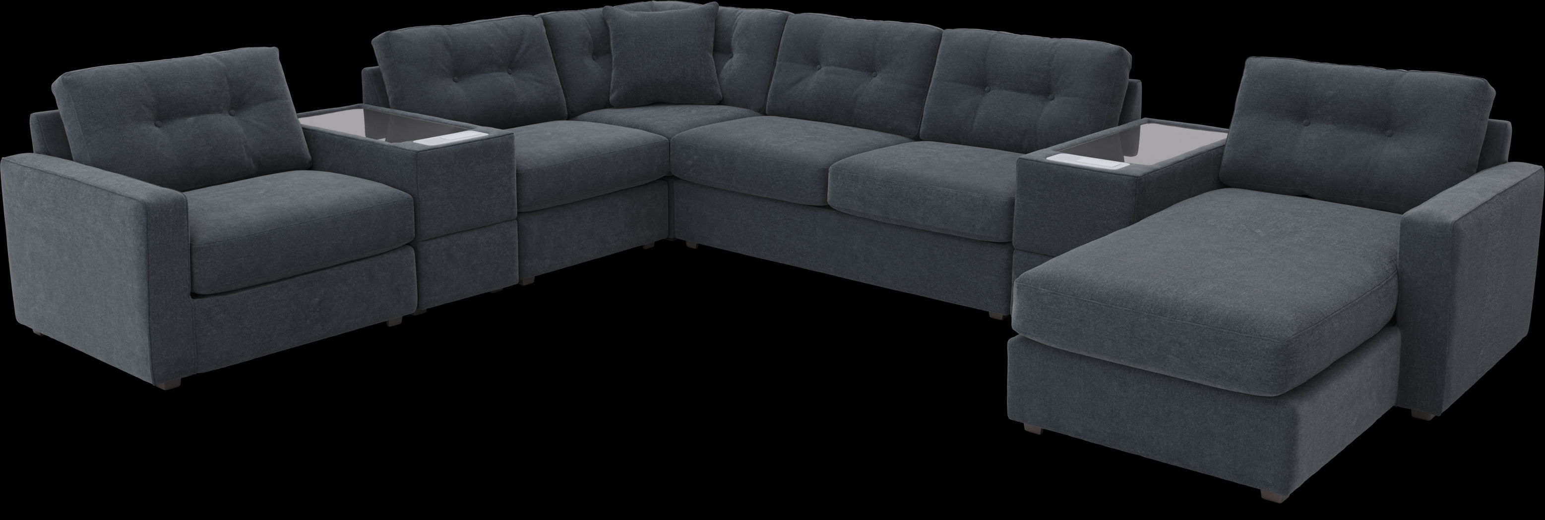 Indigo 7 Pc ModularOne Gel Foam Sleeper with Media Consoles - Thumbnail - Image 1