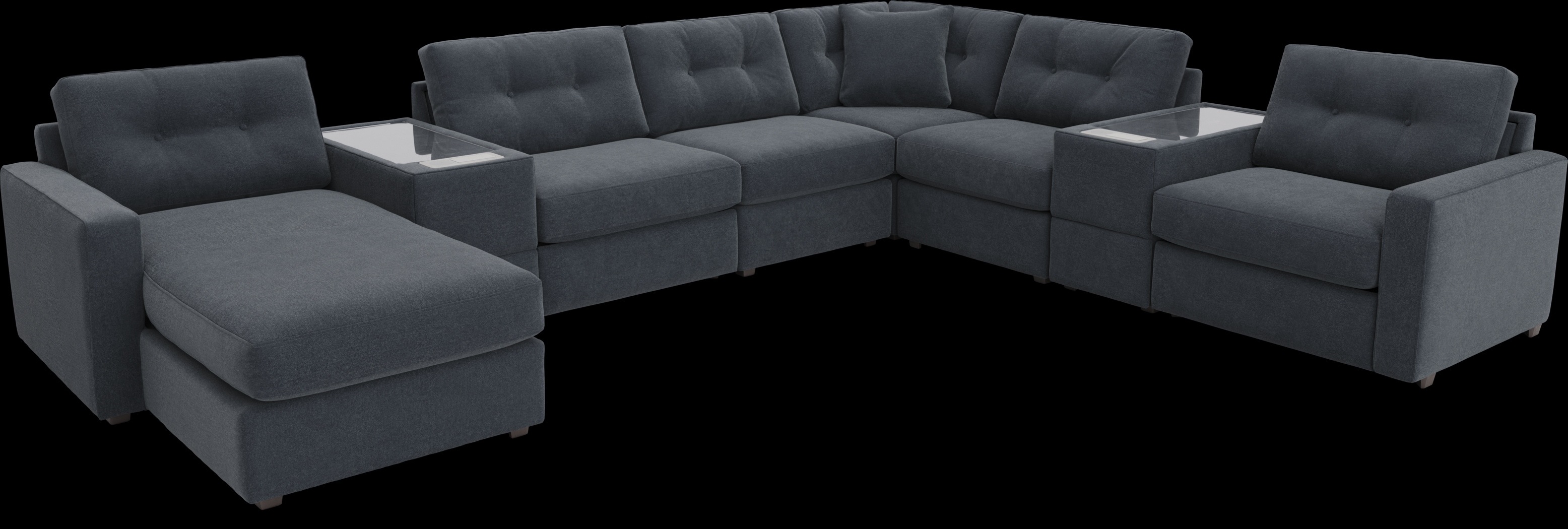 ModularOne Indigo 8 Pc Sectional with Media Consoles - Thumbnail - Image 1