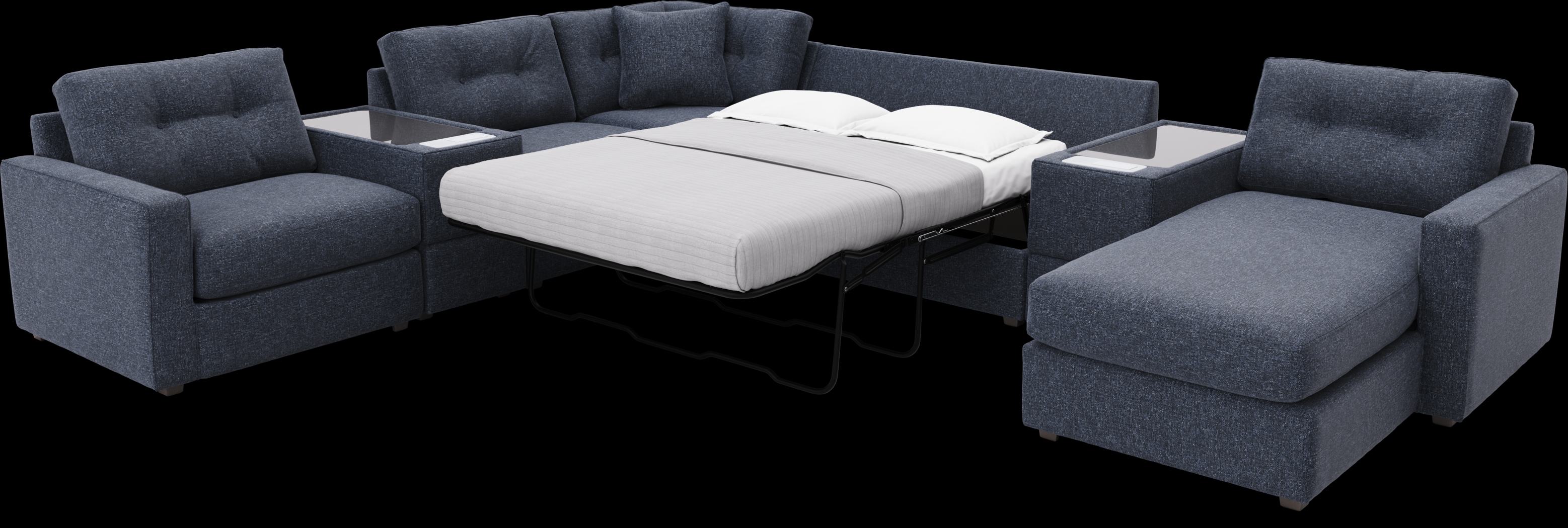 Navy 7 Pc ModularOne Gel Foam Sleeper with Media Consoles - Thumbnail - Image 2