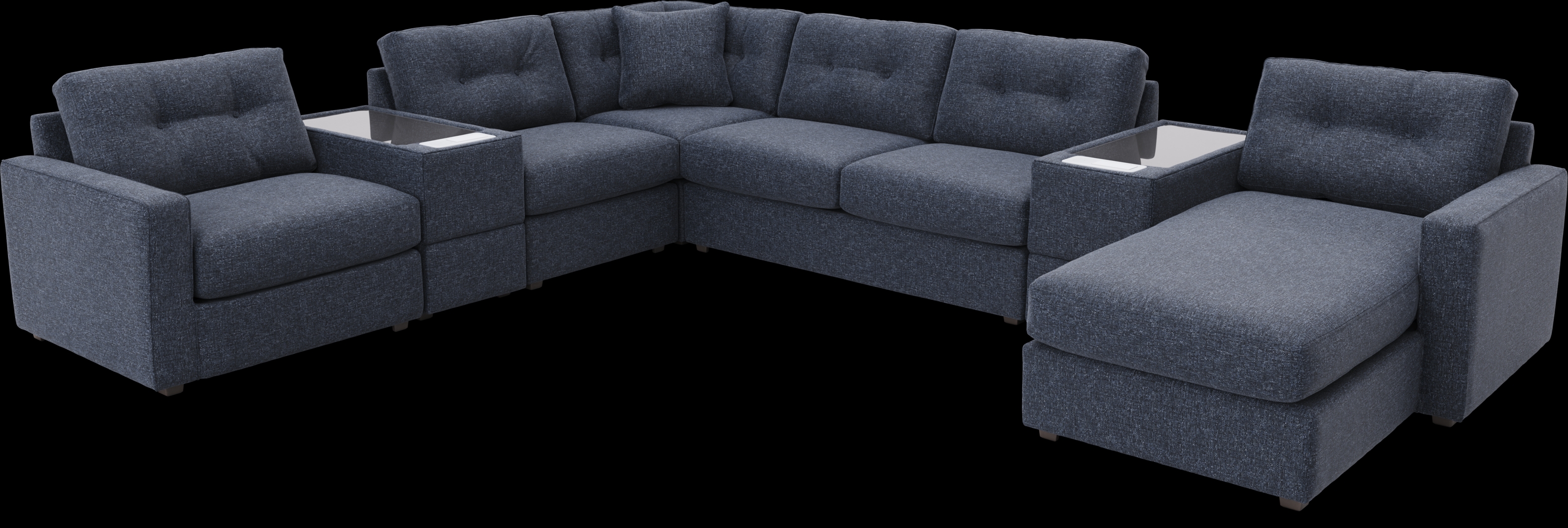 Navy 7 Pc ModularOne Sleeper with Media Consoles - Thumbnail - Image 1