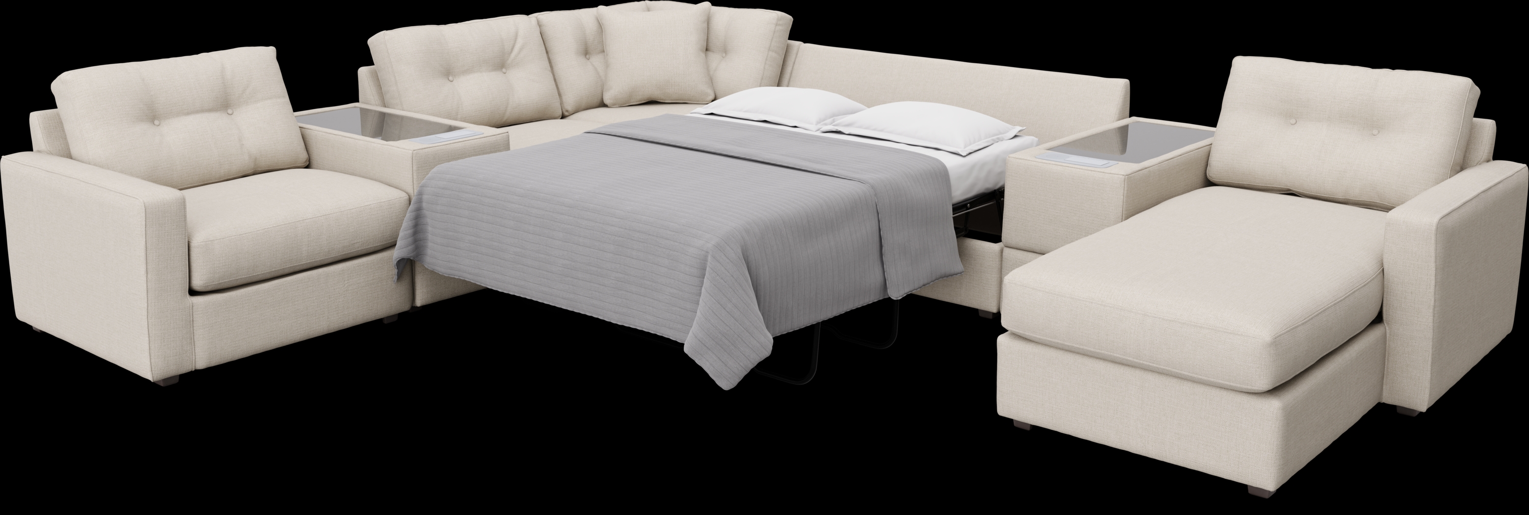 Oyster 7 Pc ModularOne Gel Foam Sleeper with Media Consoles - Thumbnail - Image 2