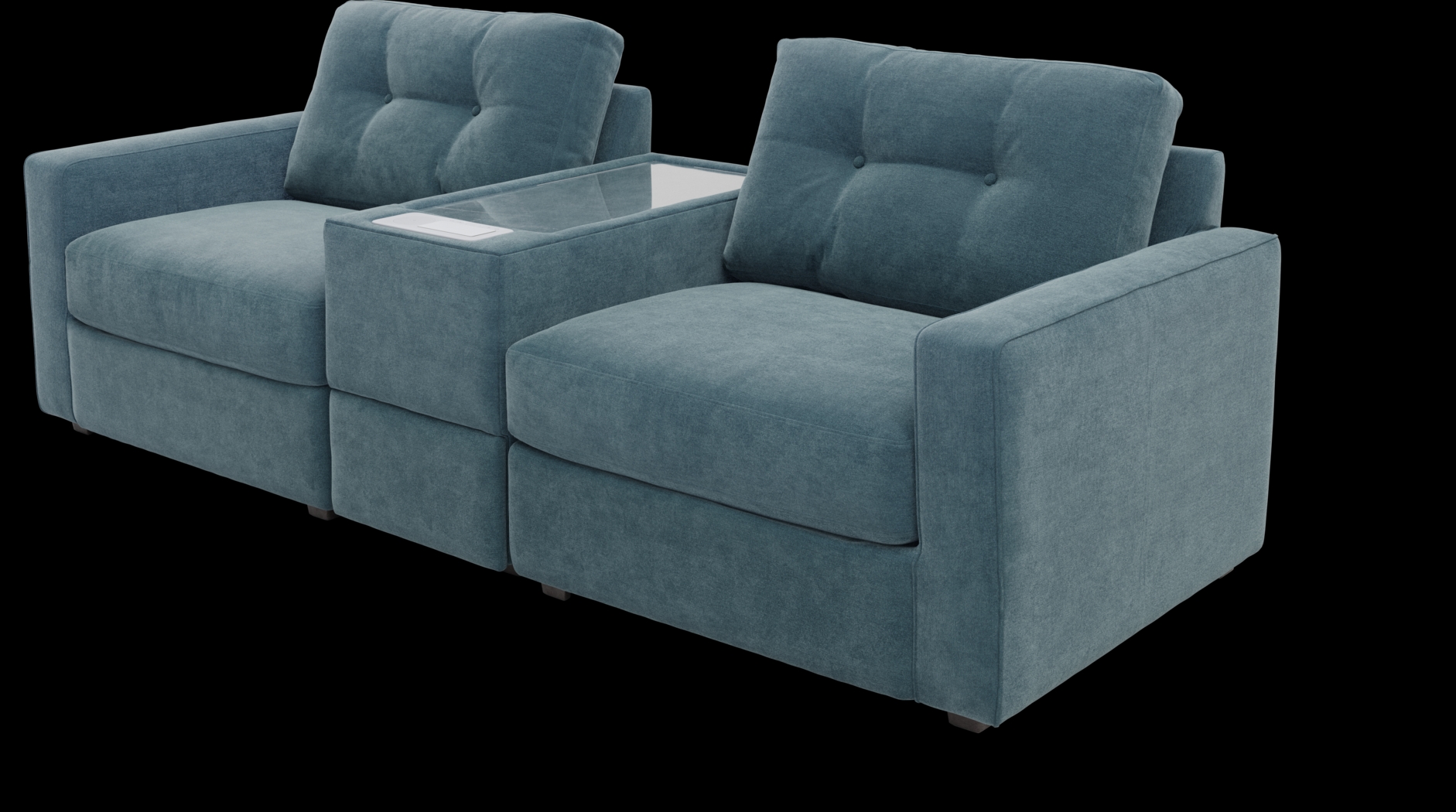 ModularOne Teal 3 Pc Sectional with Media Console - Thumbnail - Image 1