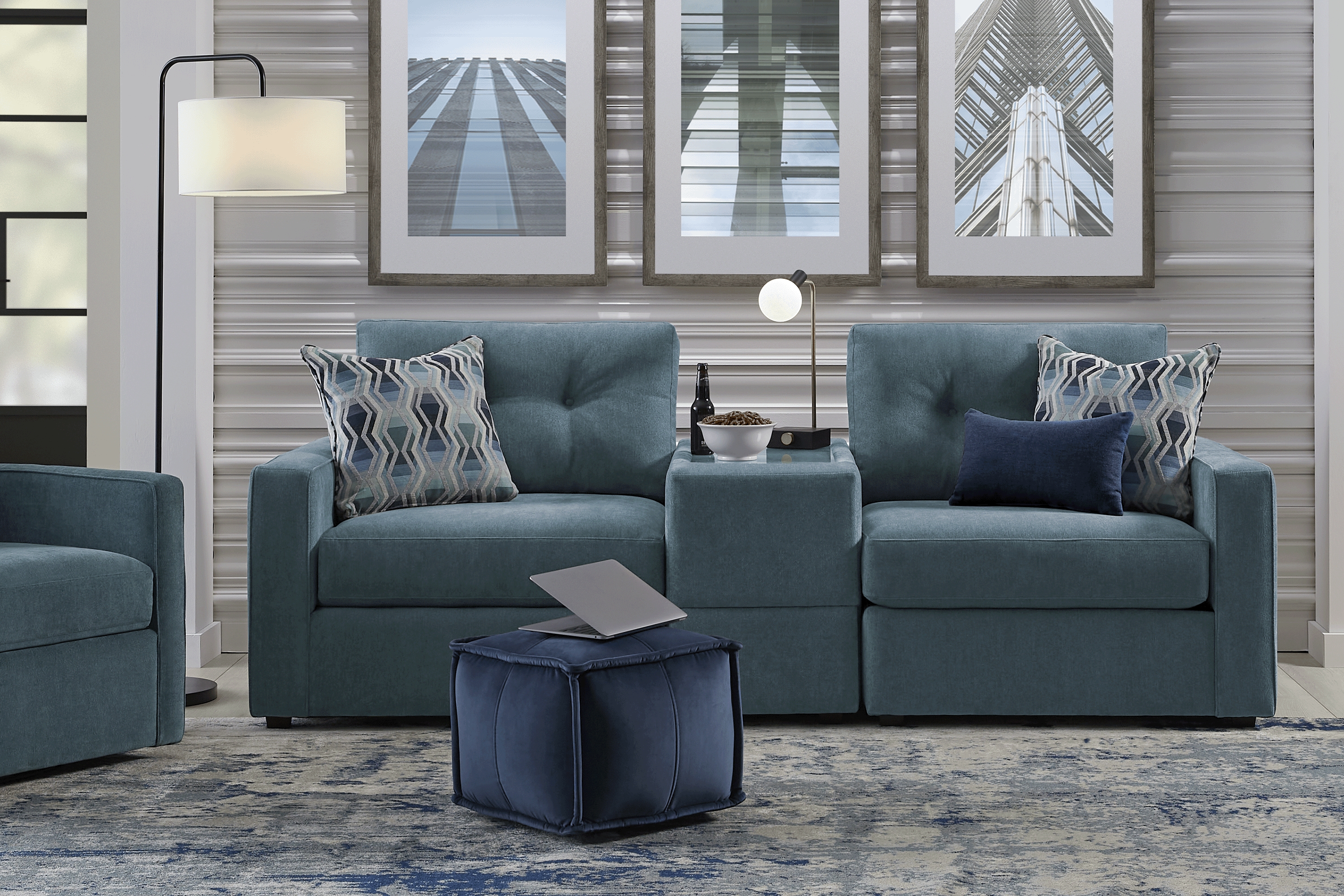ModularOne Teal 3 Pc Sectional - Thumbnail - Image 2
