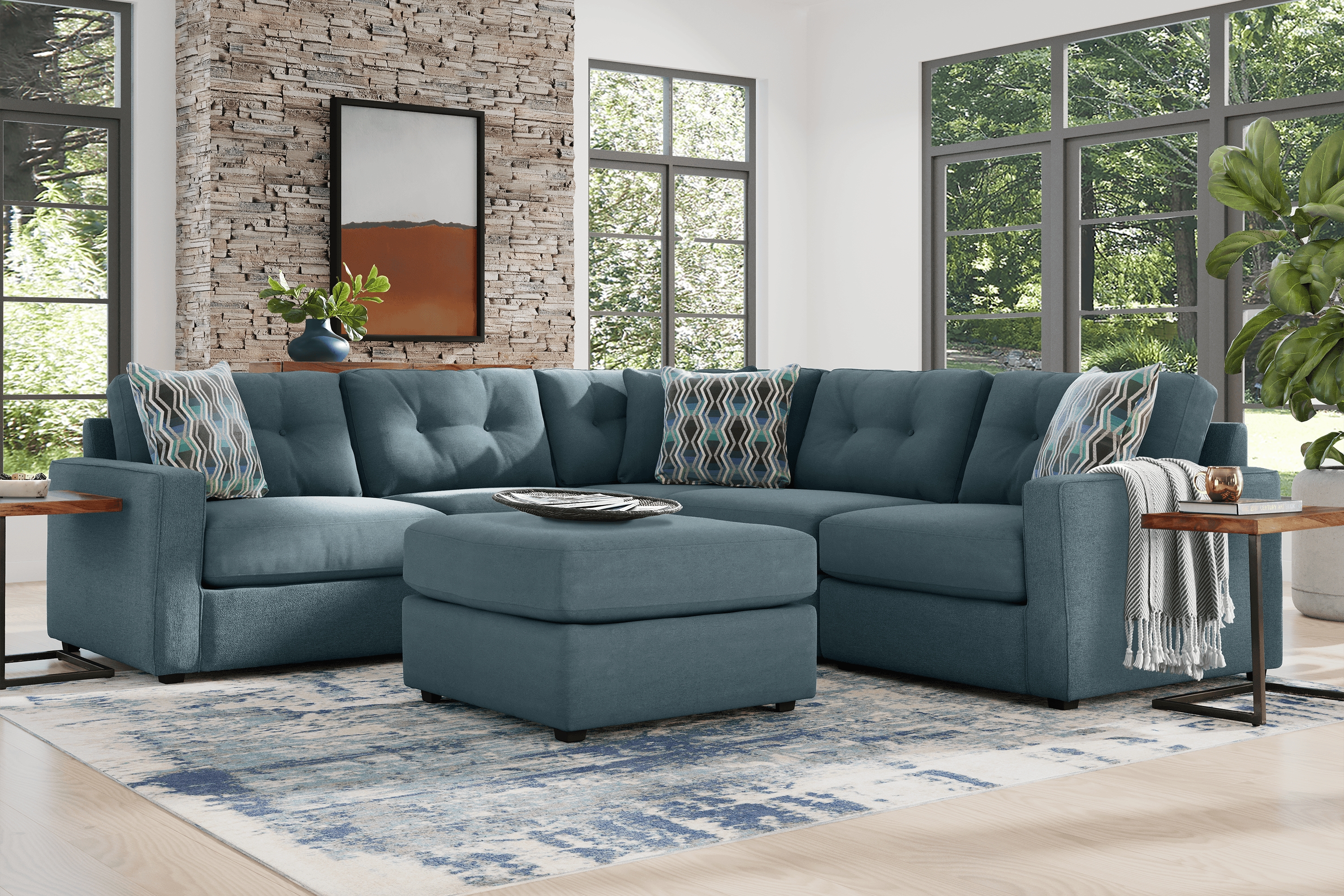 ModularOne Teal 5 Pc Sectional - Thumbnail - Image 2