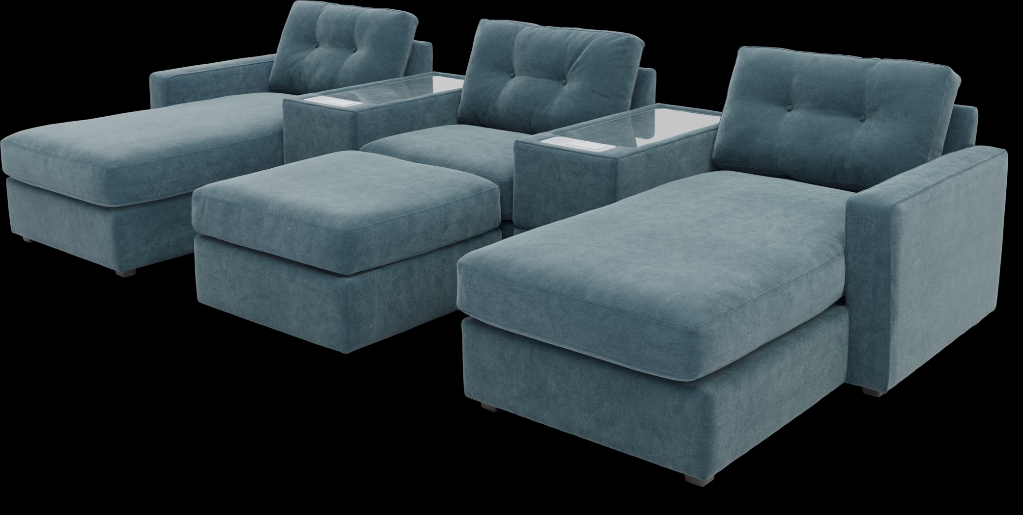 ModularOne Teal 6 Pc Sectional with Media Consoles - Thumbnail - Image 1