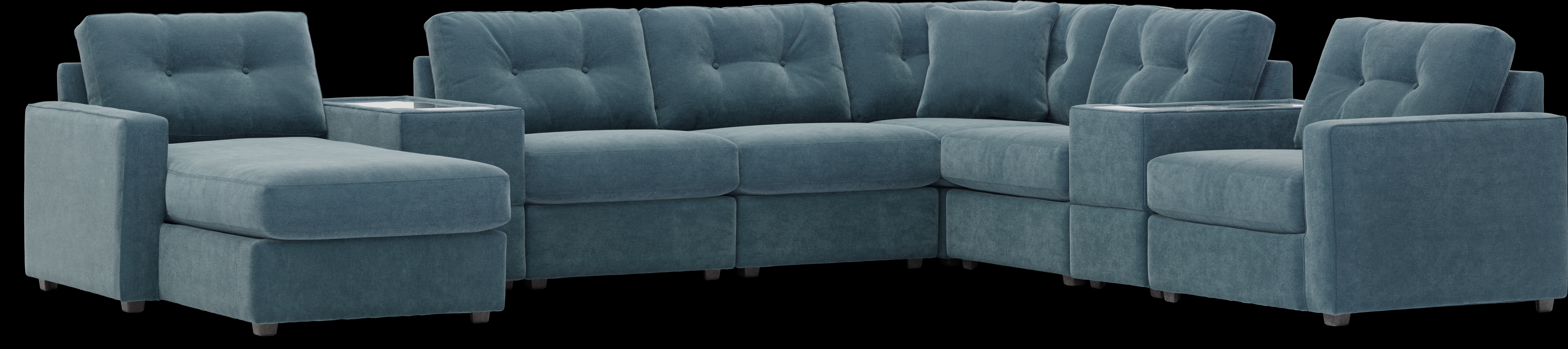 ModularOne Teal 8 Pc Sectional with Media Consoles - Thumbnail - Image 4