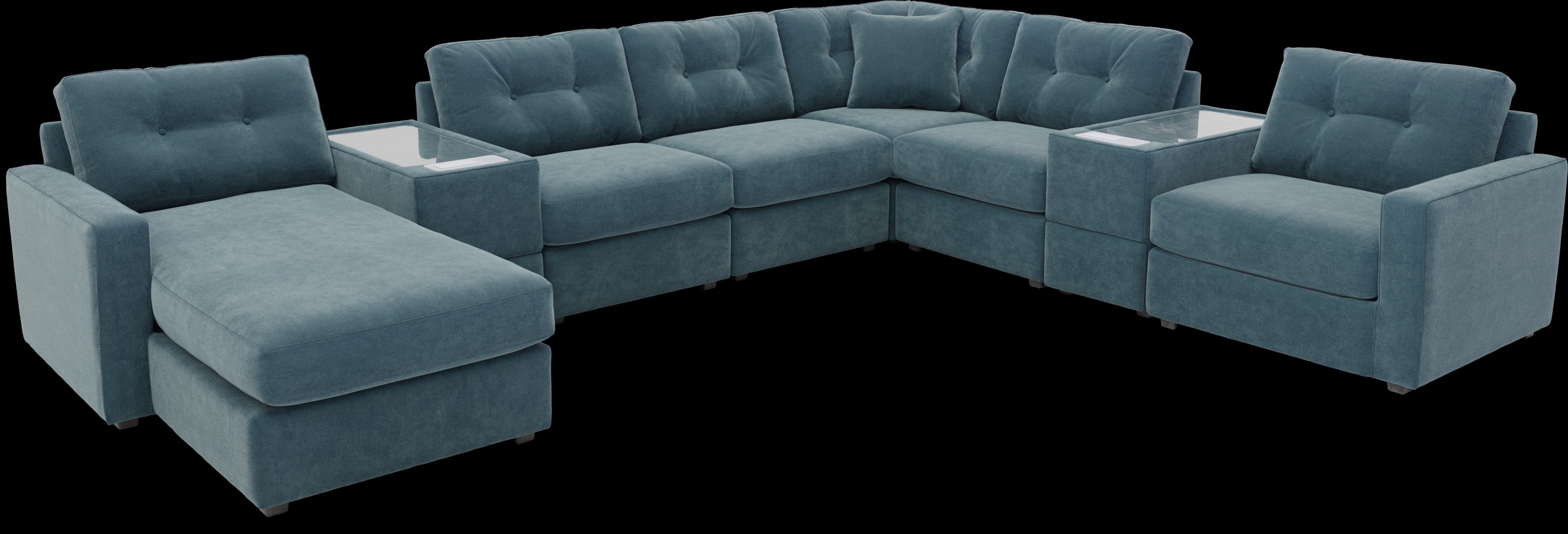 ModularOne Teal 8 Pc Sectional with Media Consoles - Thumbnail - Image 1