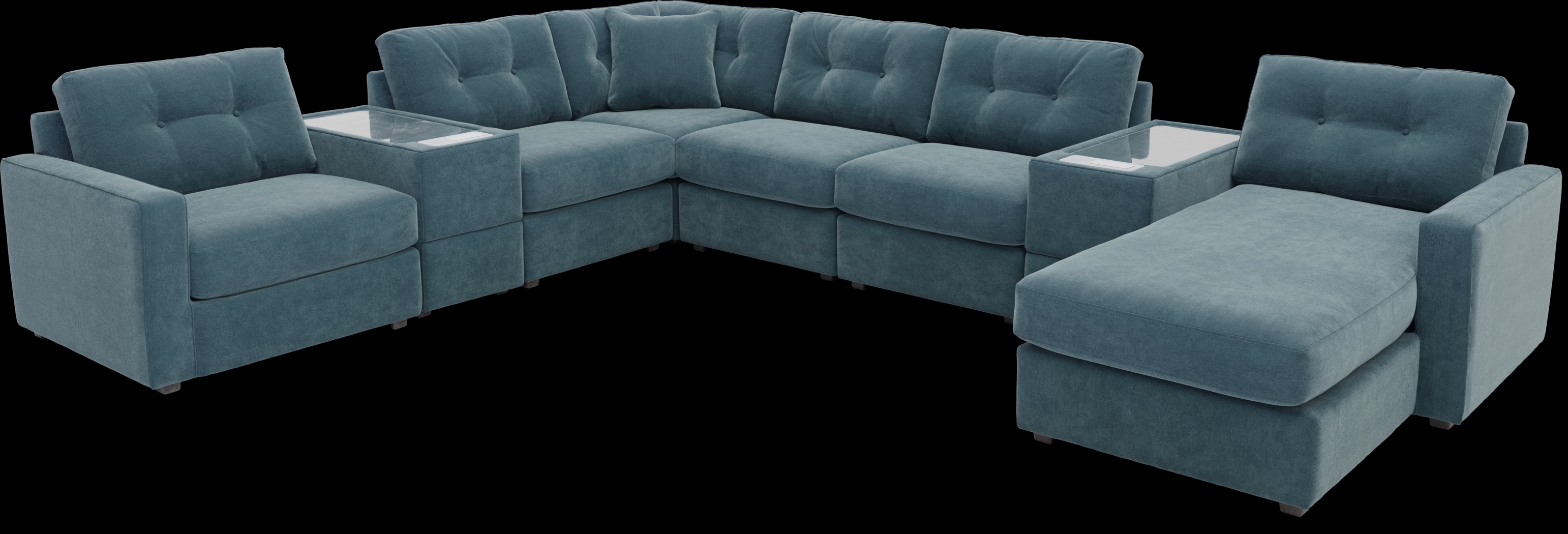 ModularOne Teal 8 Pc Sectional with Media Consoles - Thumbnail - Image 1