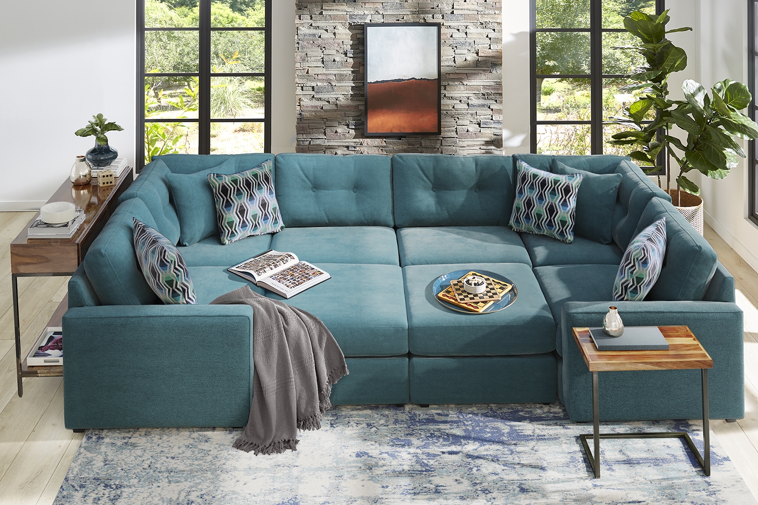 ModularOne Teal 8 Pc Sectional - Thumbnail - Image 2