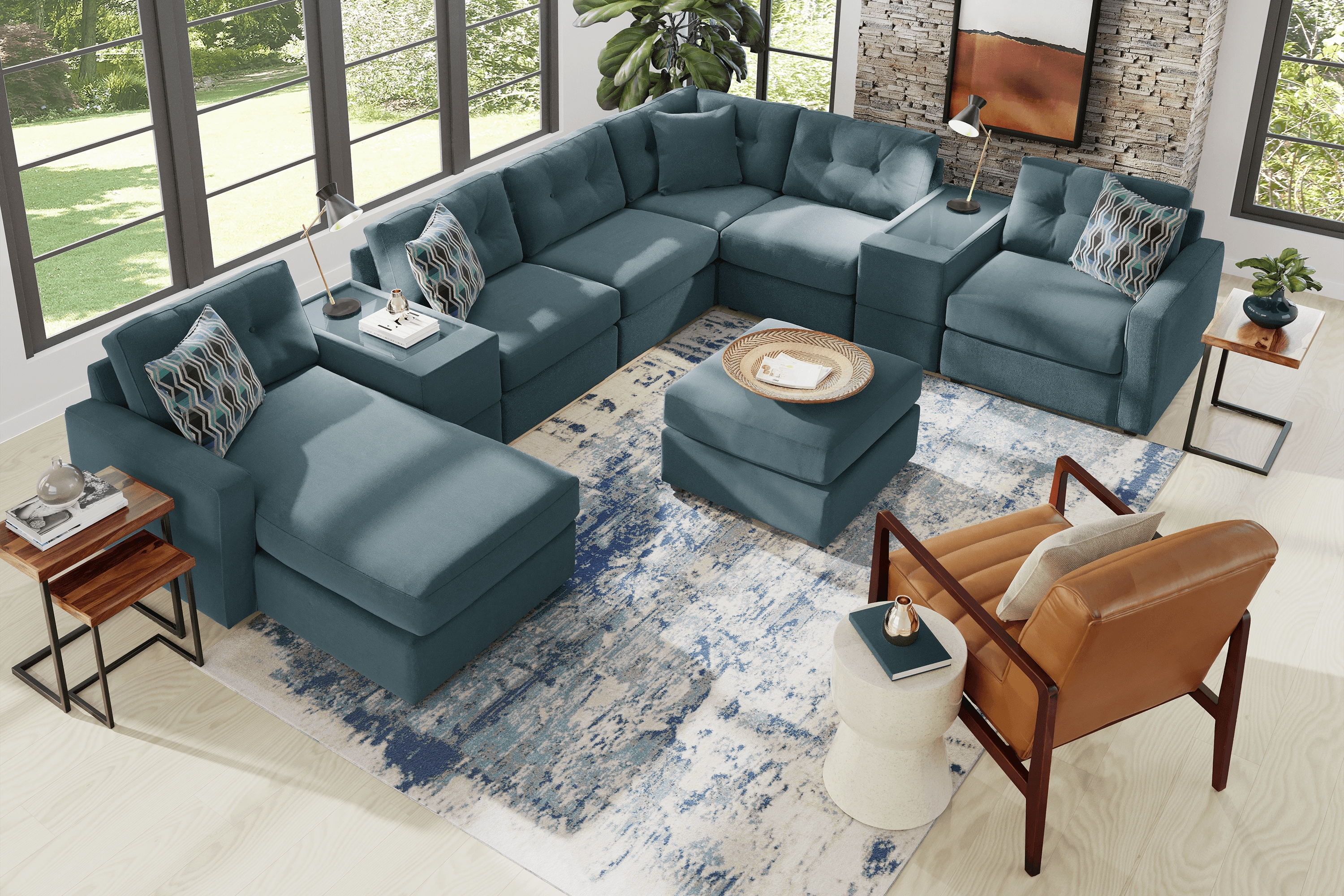 ModularOne Teal 8 Pc Sectional - Thumbnail - Image 2
