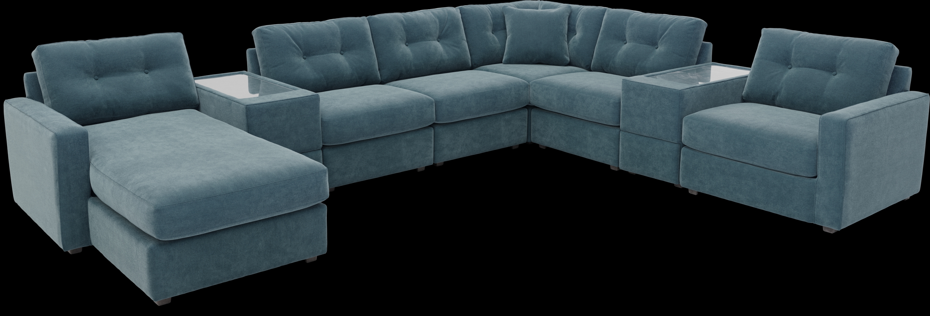 ModularOne Teal 8 Pc Sectional - Thumbnail - Image 1