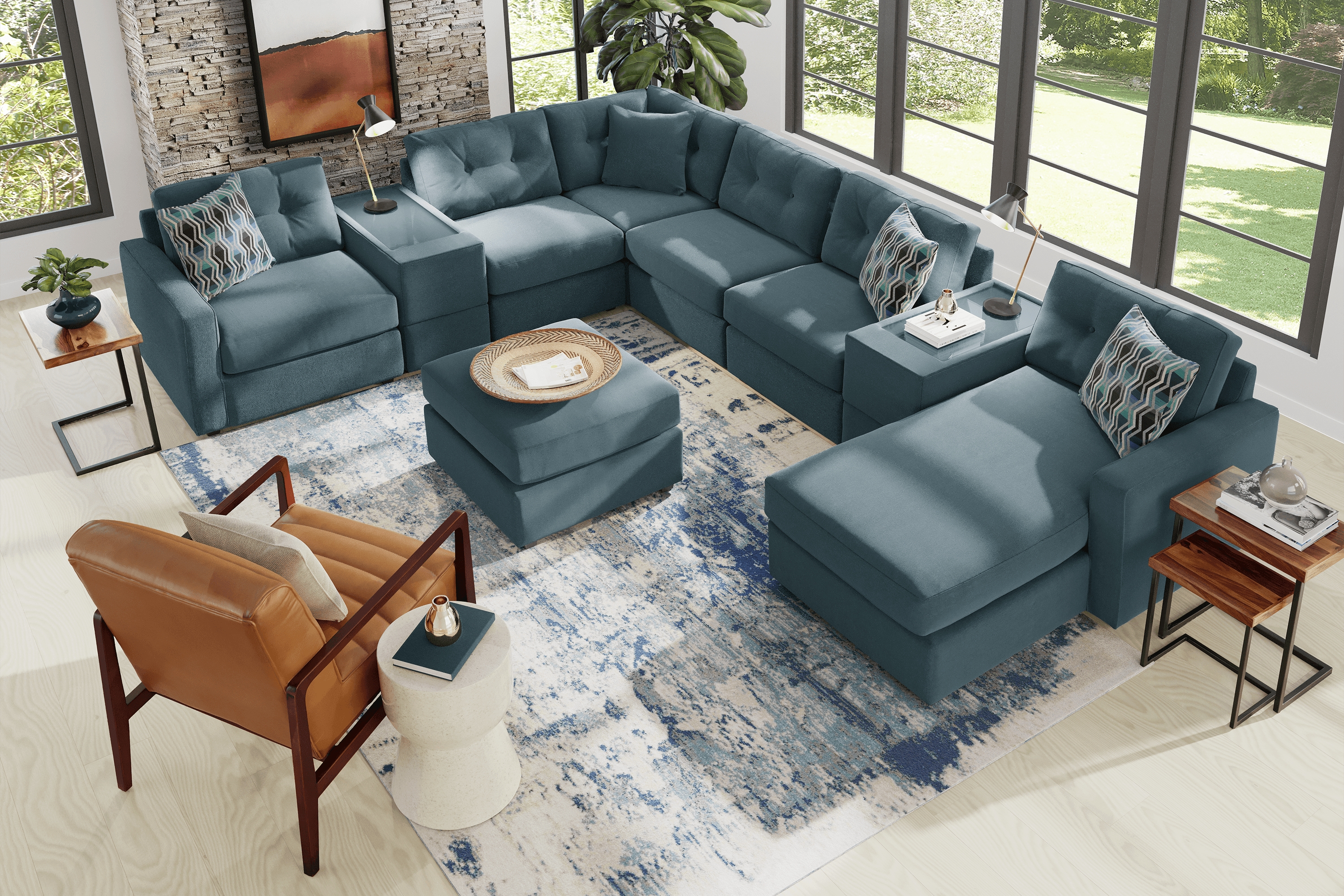 ModularOne Teal 8 Pc Sectional - Thumbnail - Image 2