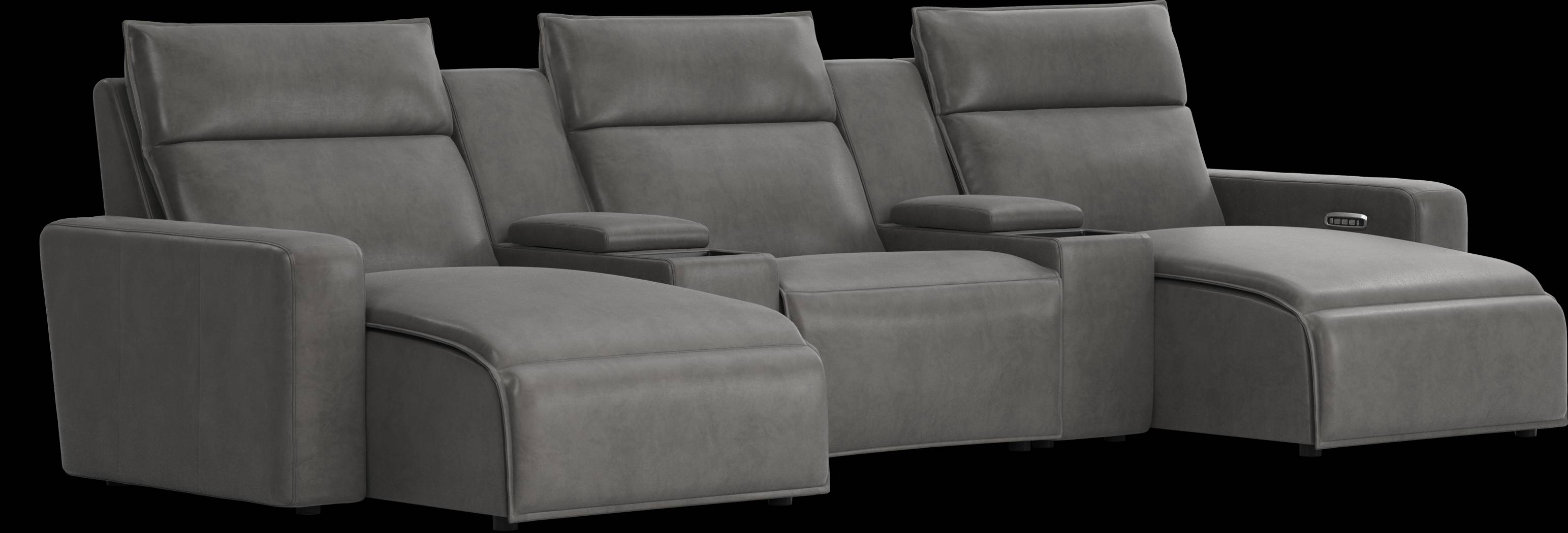 Charcoal 5 Pc Dual Power Reclining ModularTwo with Media Consoles - Thumbnail - Image 2