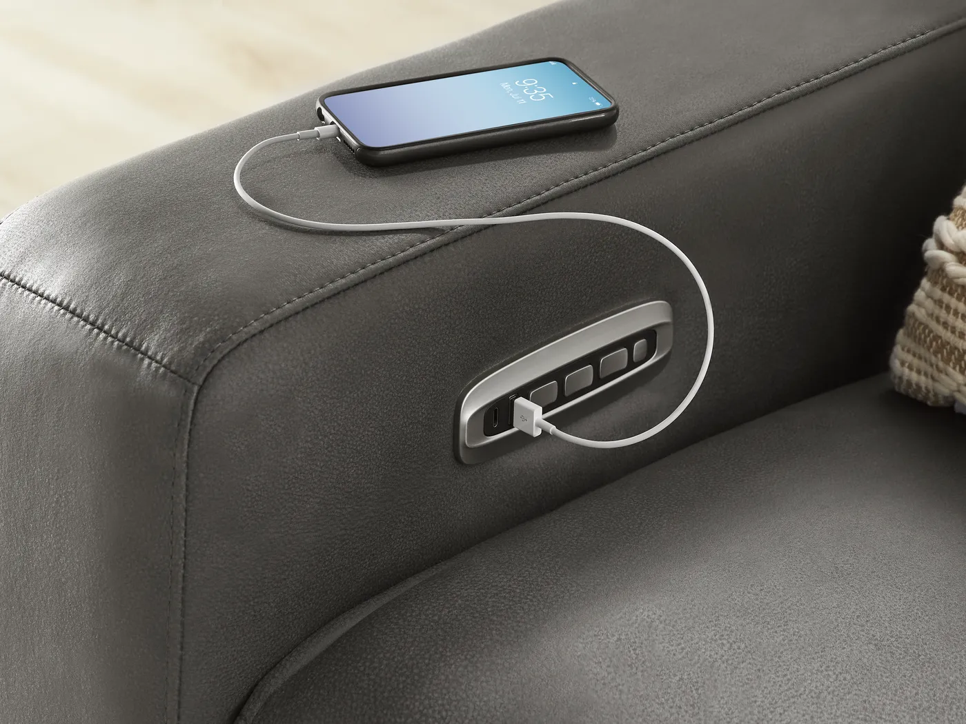 Charcoal 6 Pc Dual Power Reclining ModularTwo - Image 6