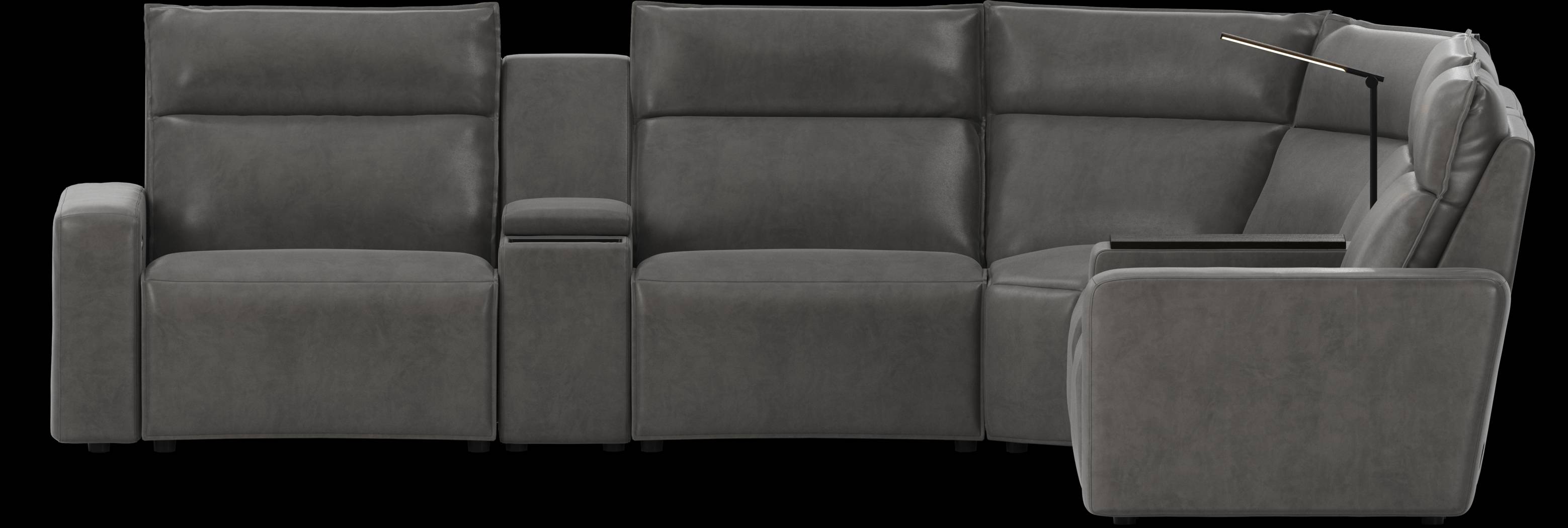 ModularTwo Charcoal 7 Pc Dual Power Reclining Sectional with Media and Wood Top Consoles - Thumbnail - Image 3