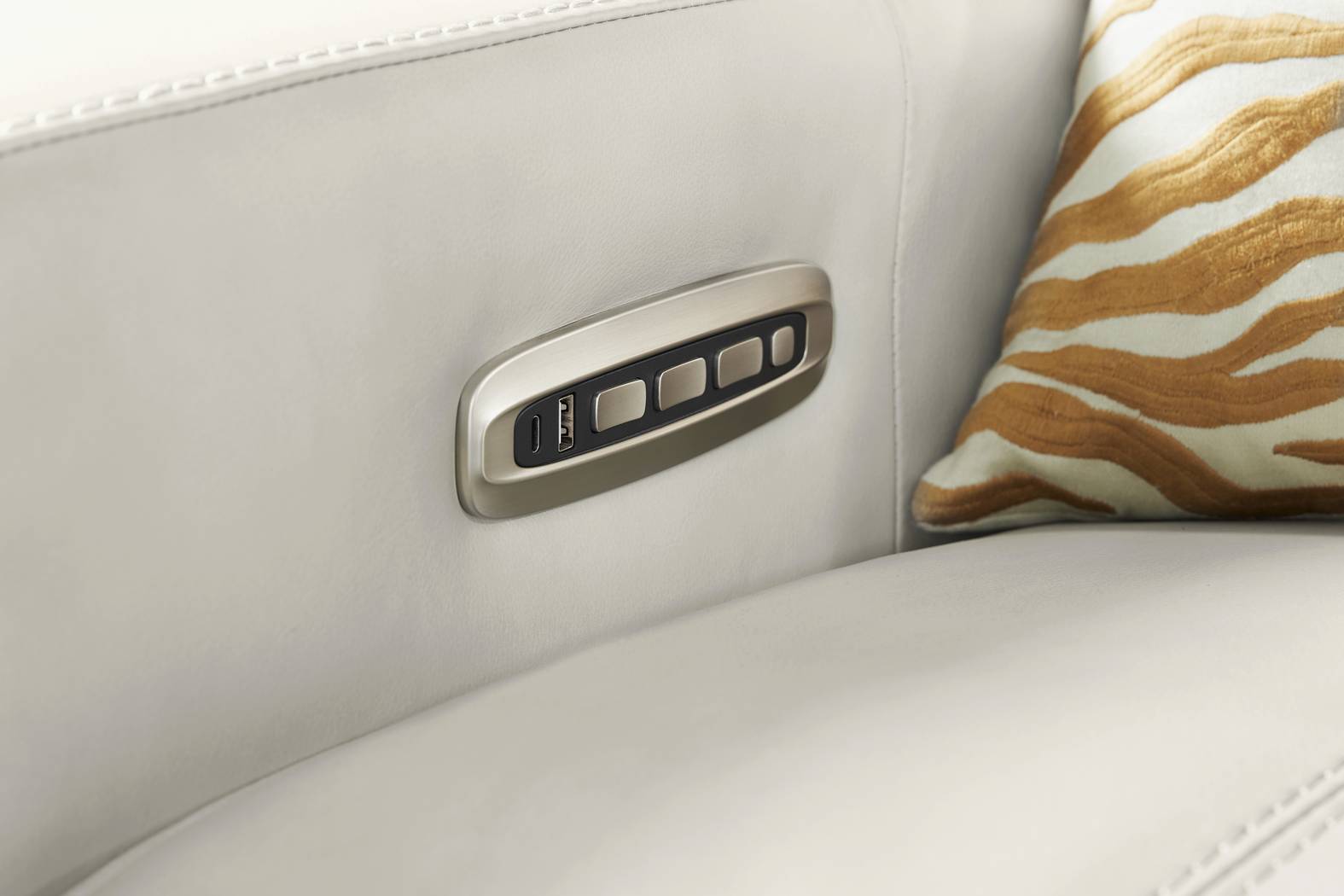 ModularTwo Light Gray Leather 2 Pc Dual Power Reclining Loveseat - Thumbnail - Image 4