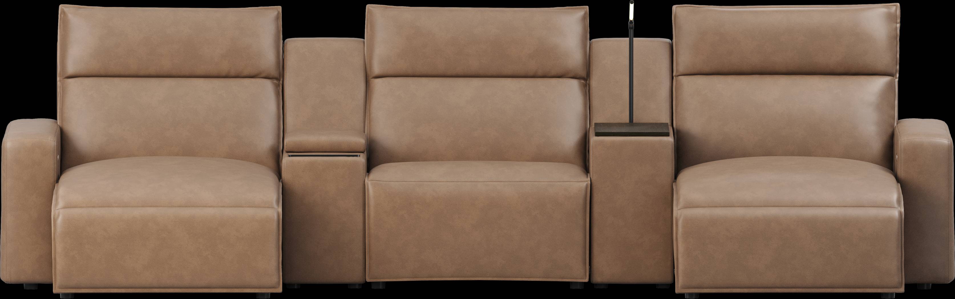 ModularTwo Saddle 5 Pc Dual Power Reclining Sectional with Media and Wood Top Consoles - Thumbnail - Image 1
