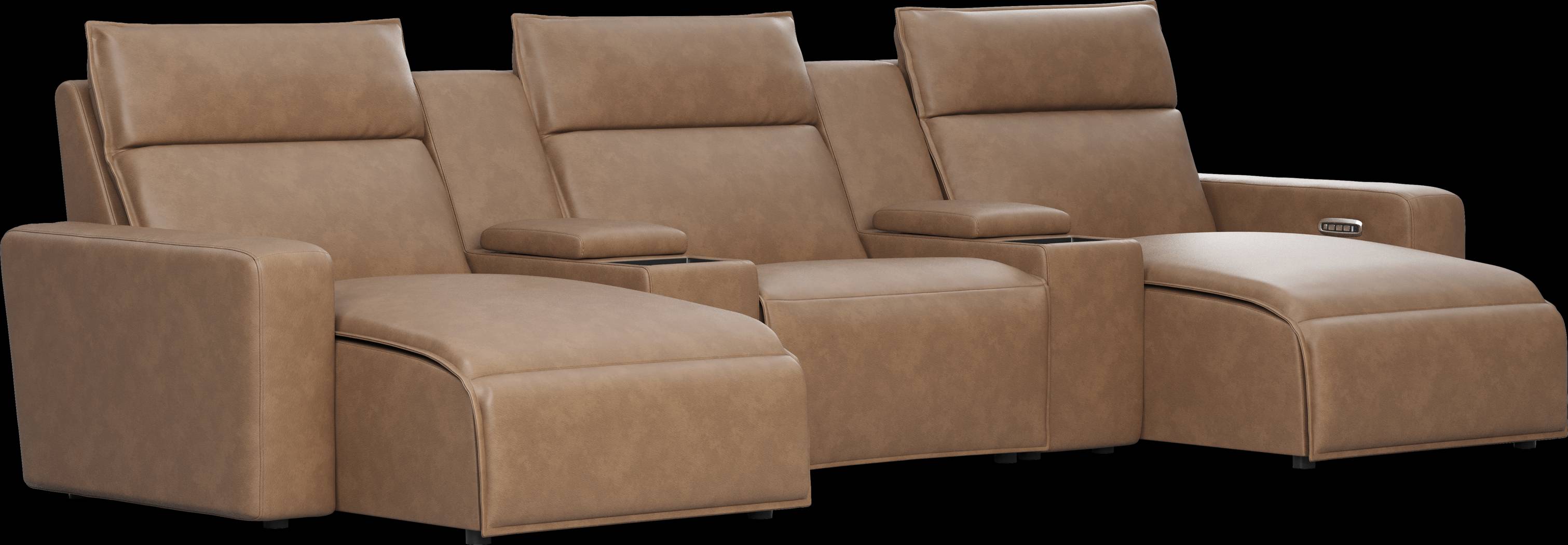 Saddle 5 Pc Dual Power Reclining ModularTwo with Media Consoles - Thumbnail - Image 2