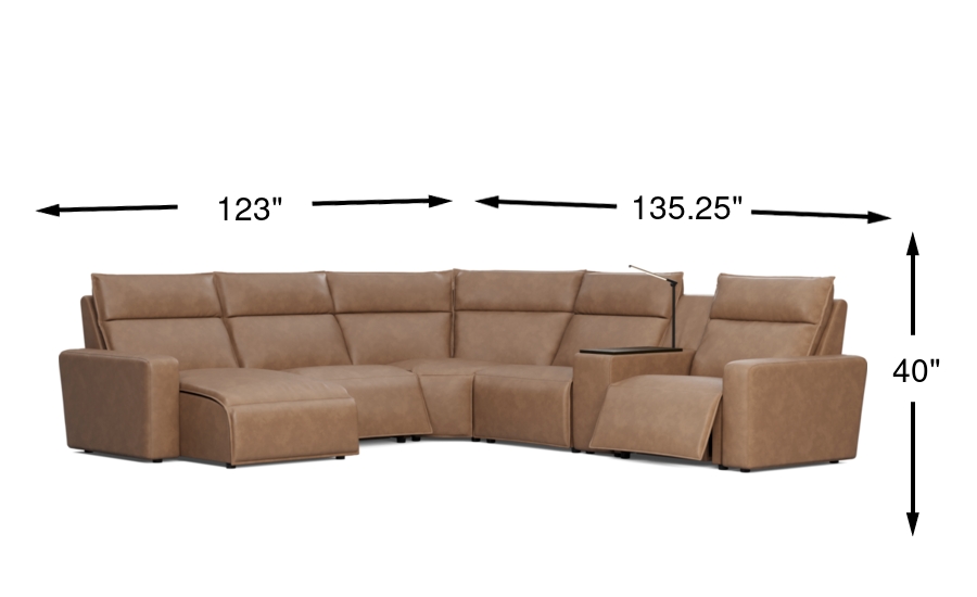 Dr.アリーヴォ Modulartwo Saddle Brown Microfiber 6 Pc Dual Power Reclining