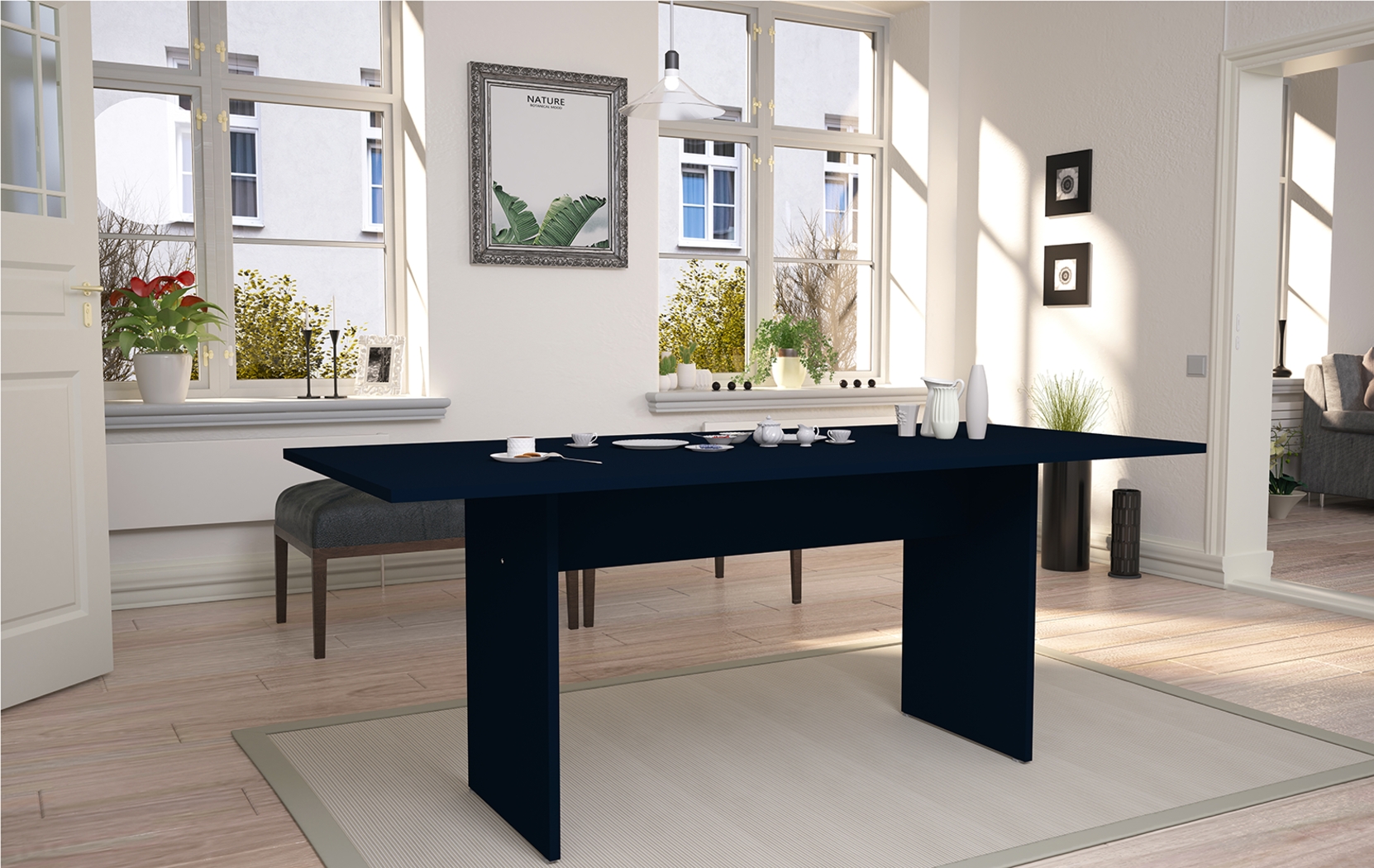 Mokema Blue Dining Table - Thumbnail - Image 2