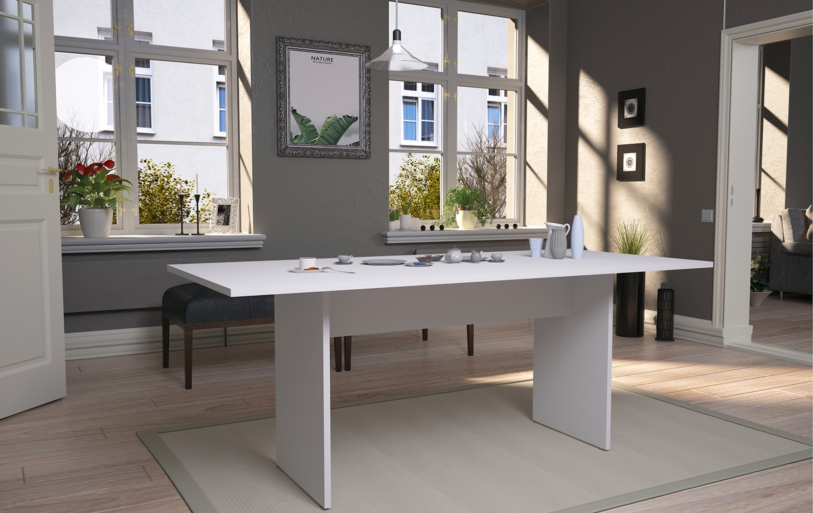 Mokema White Dining Table - Thumbnail - Image 2