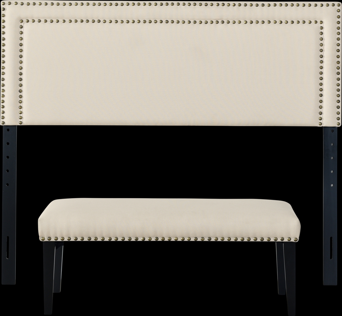 Mollywoods Cream Queen Headboard and Bench - Thumbnail - Image 1