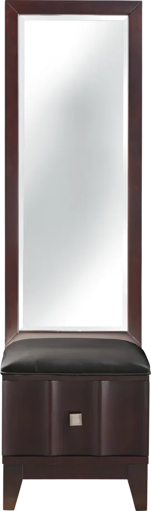 Mondavi Espresso 2 Pc Floor Mirror & Stool - Thumbnail - Image 1